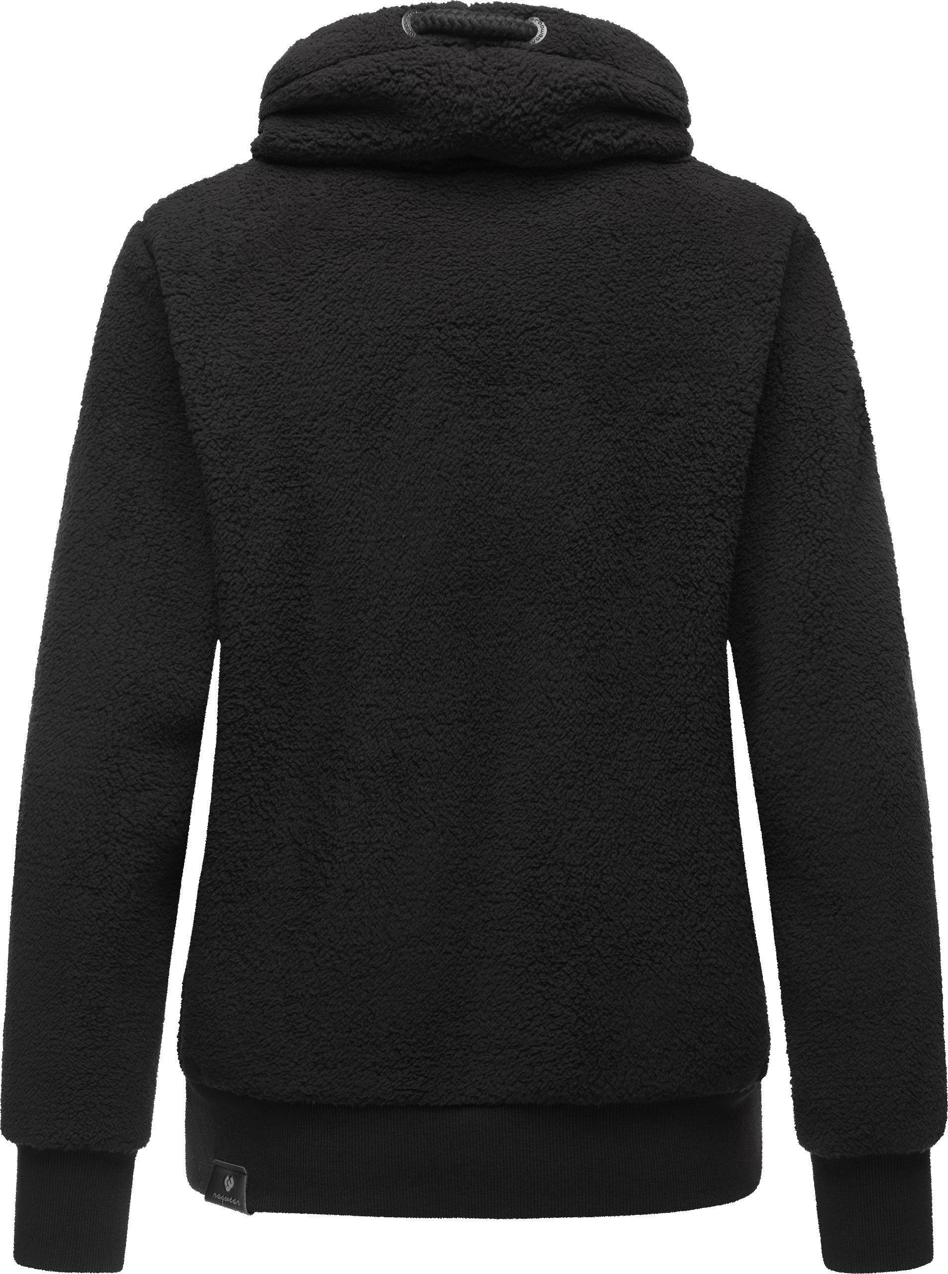 Ragwear Fleecepullover Menny Teddyfleece aus mit Pullover modischer Schlauchkragen schwarz