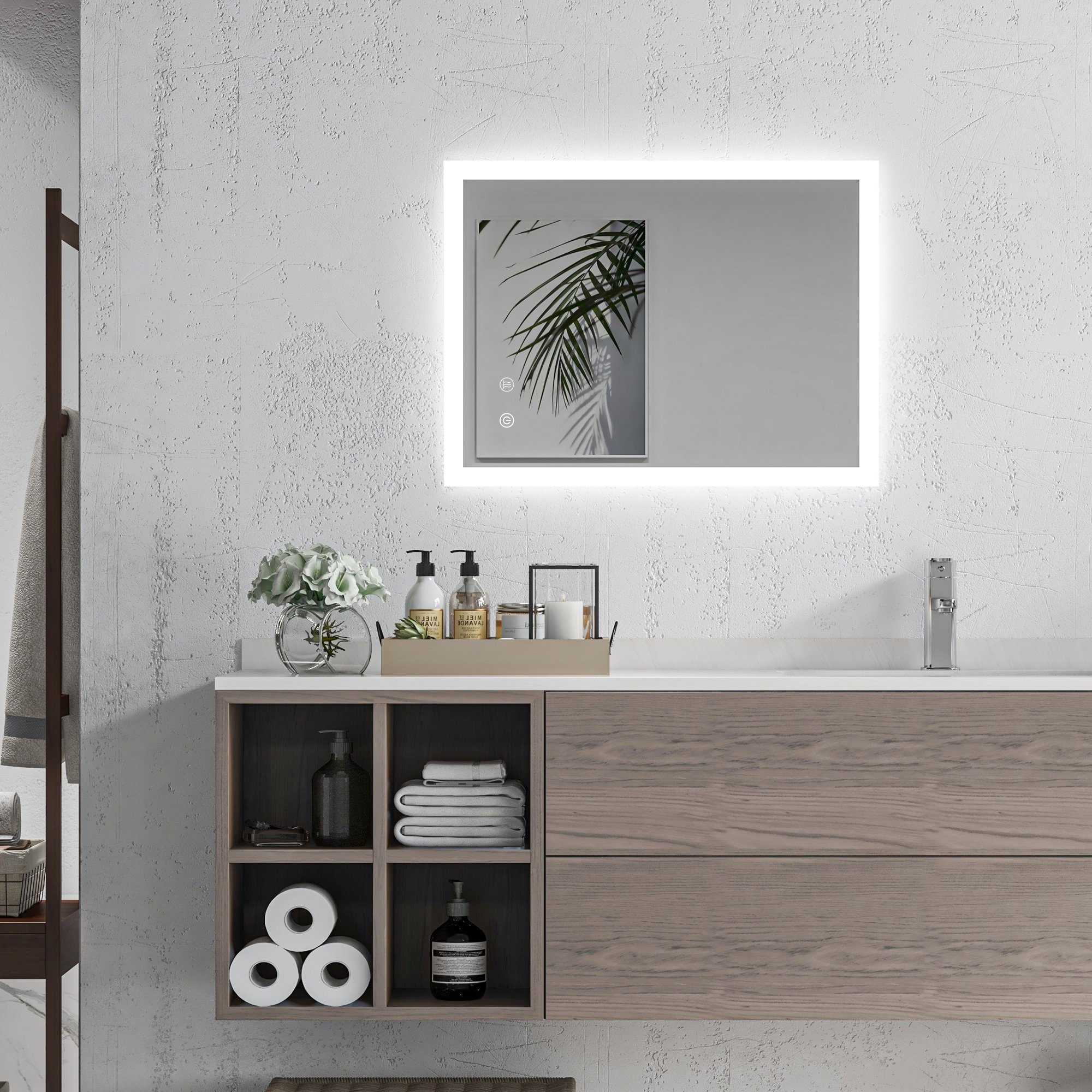 Kleankin Spiegel Badspiegel mit LED-Beleuchtung, Lichtspiegel günstig online kaufen