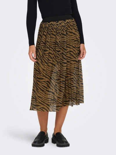 JACQUELINE de YONG Sommerrock Plissee Rock Jersey Midi Skirt Langer Faltenrock Strech Bund 6206 in Braun