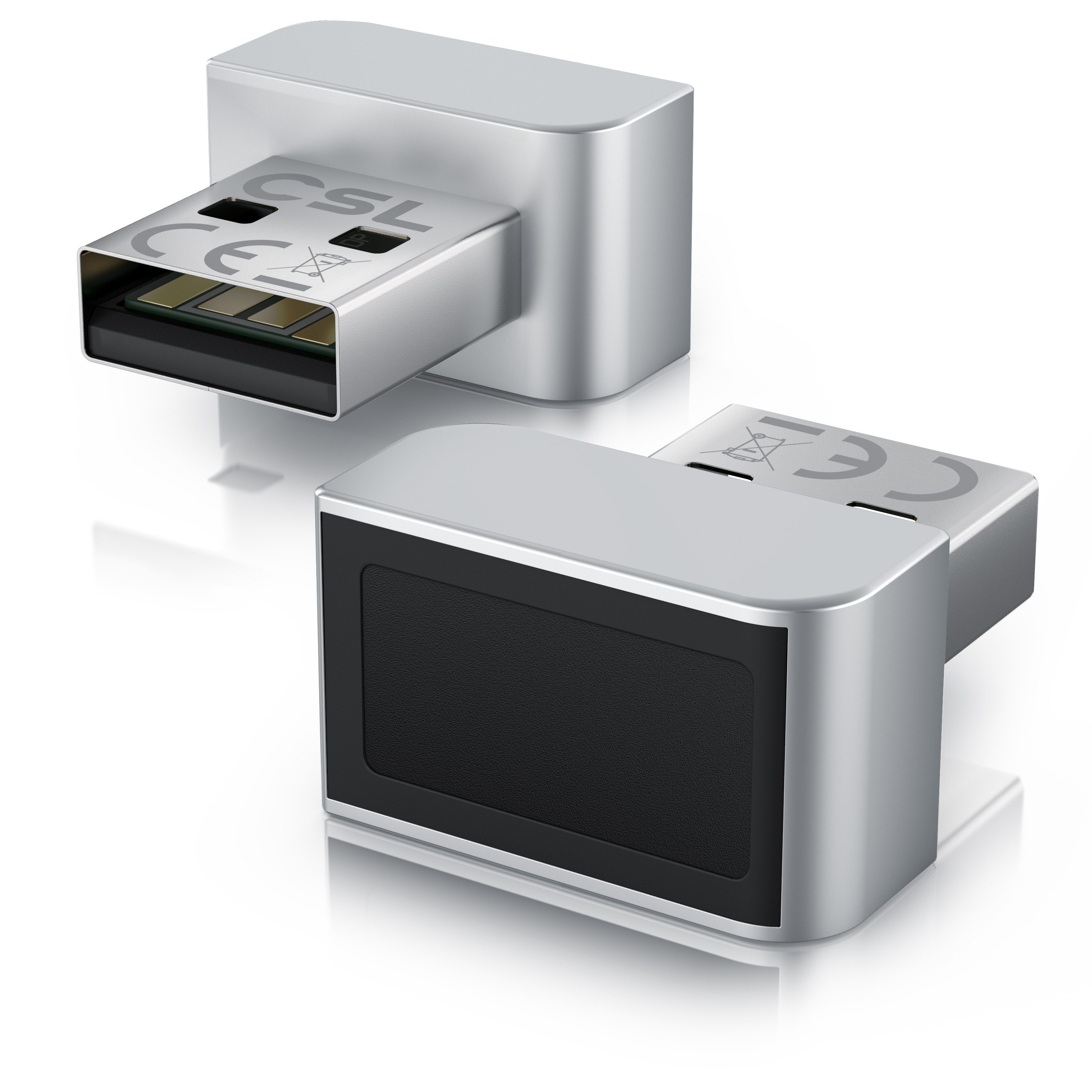 CSL Fingerabdrucksensor Fingerabdruckleser bis zu 10 IDs, biometrische Authentifizierung, (1-St), Windows 11 Hello Anmeldung, Plug & Play, 360° Rundumerkennung, USB-A