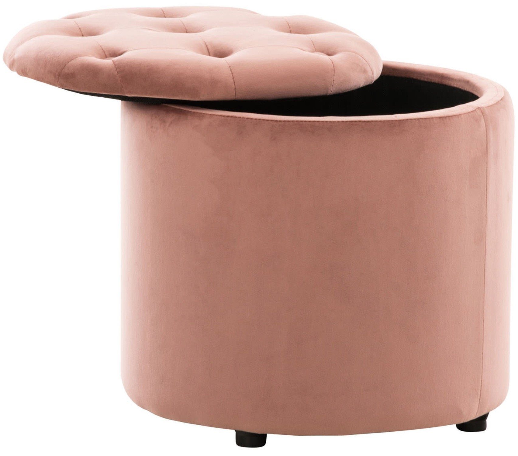 Farbe, 42 Sitzkomfort), Maße (Beistellhocker x 1 Stylischer Sitzhocker TPFLiving Polsterhocker - St., 44 x Paris hohem (HxBxT): cm pink Samthocker mit 44 Stauraum - mit