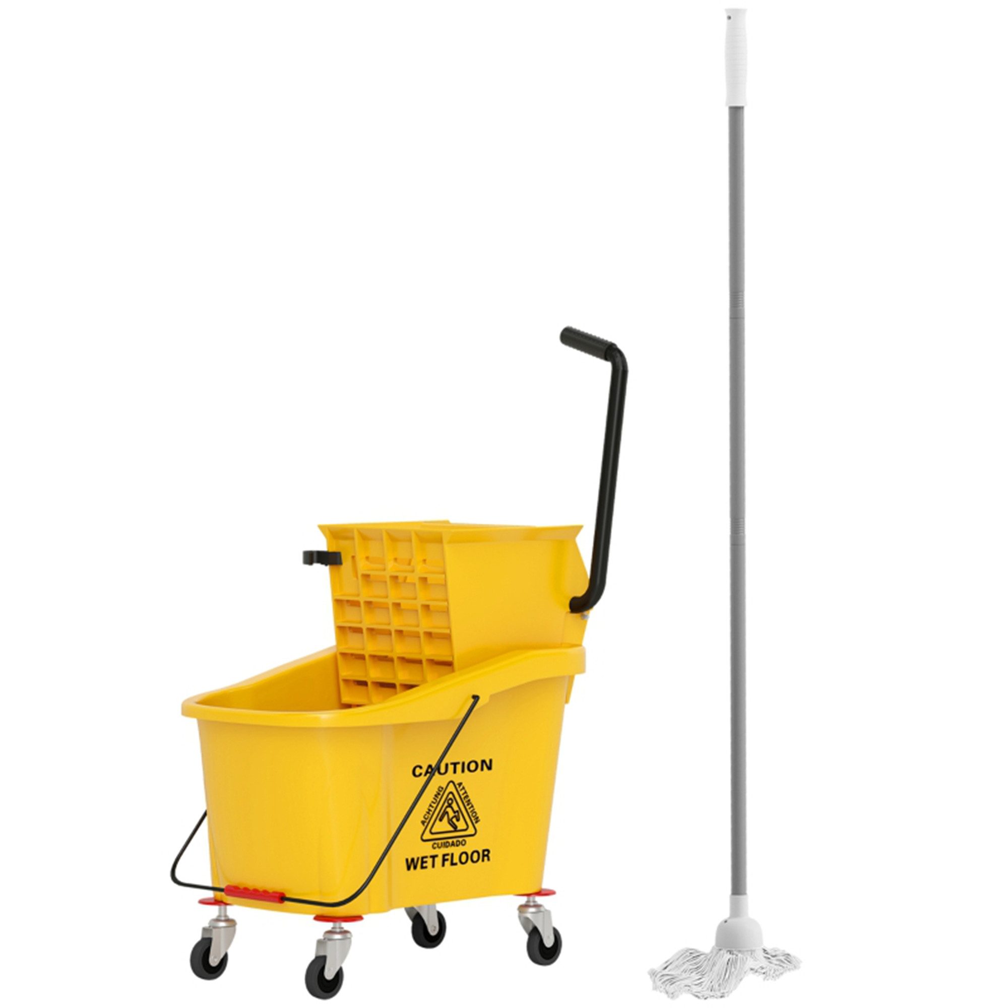 MC Star Візки для прибирання Reinigungswagen 36 Liter Відра mit Presse, Haushaltswagen, (mit Mopp und Griff für Gebäudereinigung, Büroreinigung Gelb)