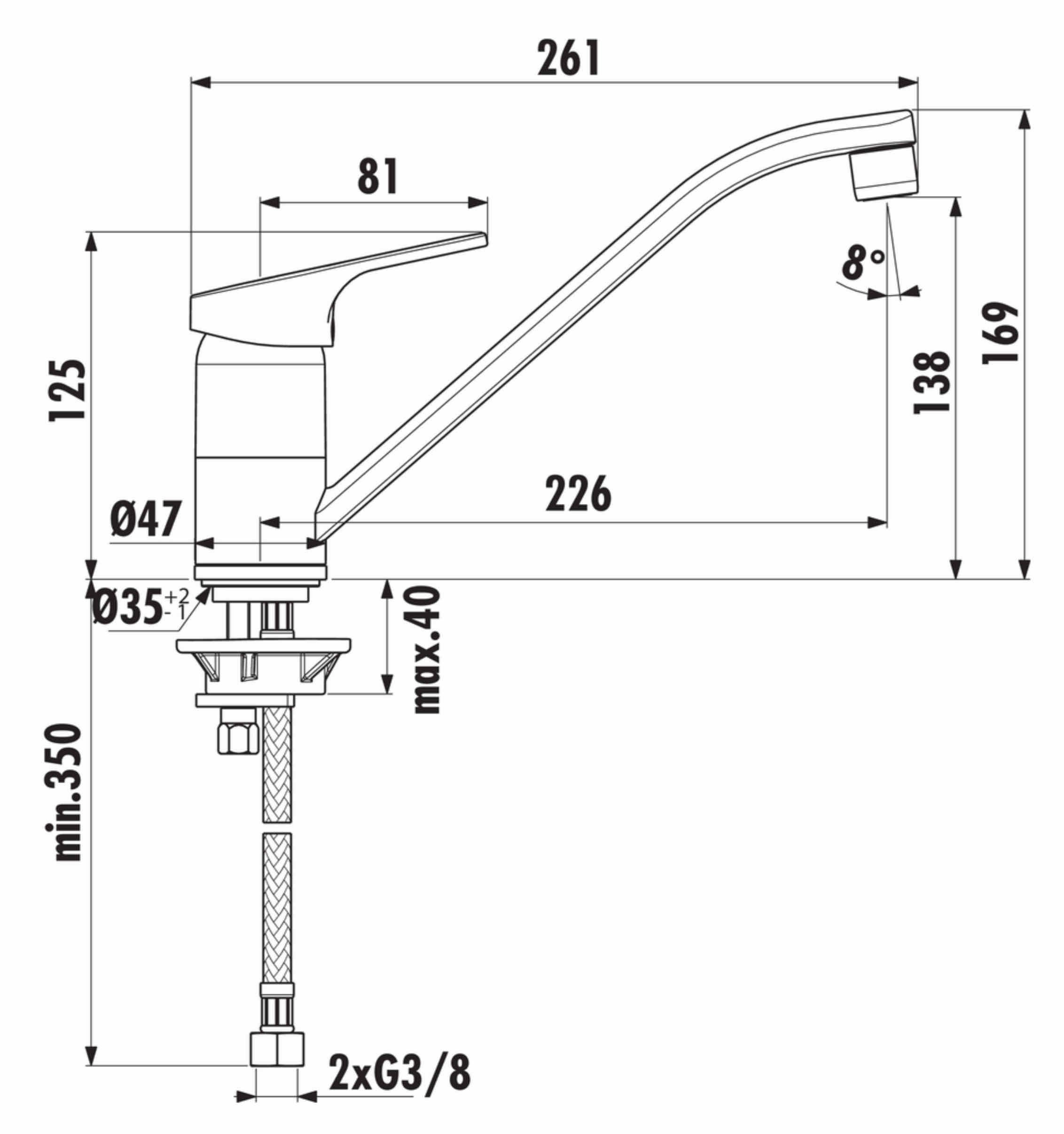 STANDARD ND Standard Ideal chrom, Hebelmischer Keramik-Kartusche, CERAFIT, Küchenarmatur mit IDEAL