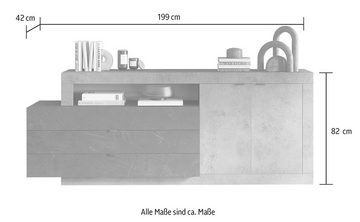 INOSIGN Sideboard Freedom, Breite 199 cm mit 2 Türen und 3 Schubkästen (in verschiedenen Farben)