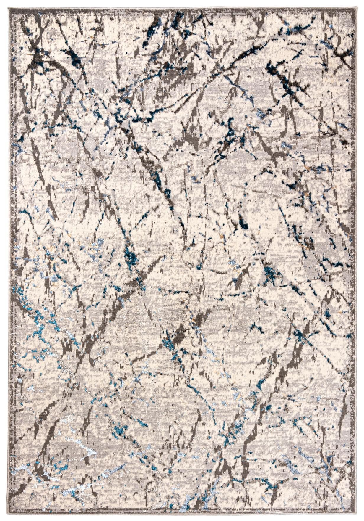 Mazovia Designteppich Modern Abstrakt Anthrazit Blau Wohnzimmer, Schlafzimmer, Esszimmer, Fußbodenheizung