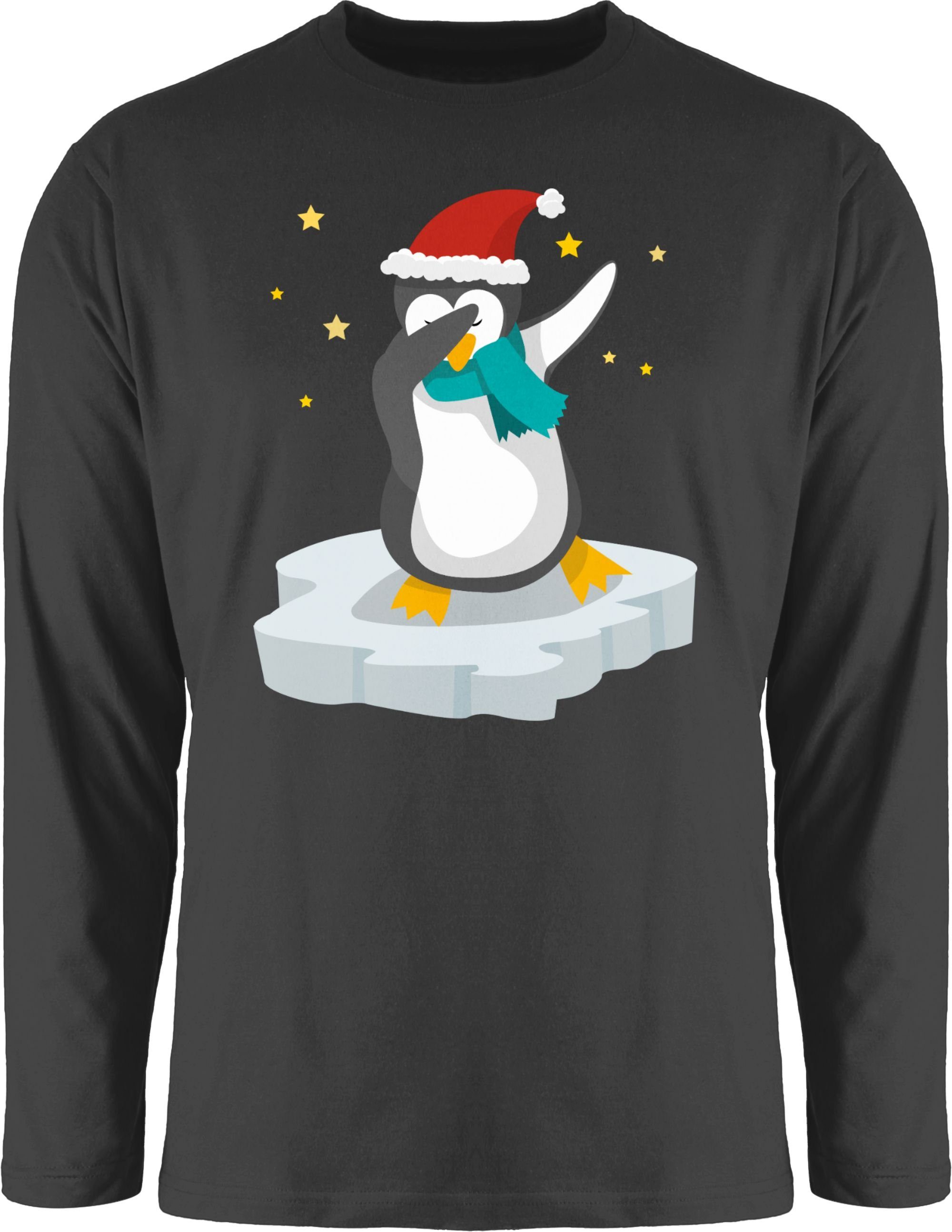 Shirtracer Rundhalsshirt Schwarz 2 Pinguin Dab Weihnachten Kleidung Weihachten