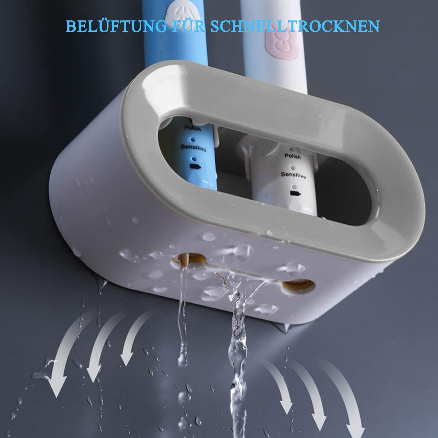 Coonoor Zahnbürstenhalter Universal Zahnbürstenhalter,2PCS Elektrische Zahnbürstenhalter, (2-St), Wandmontage mit Ablaufloch, Ohne Bohren, für Badezimmer – Bild 4 von 5