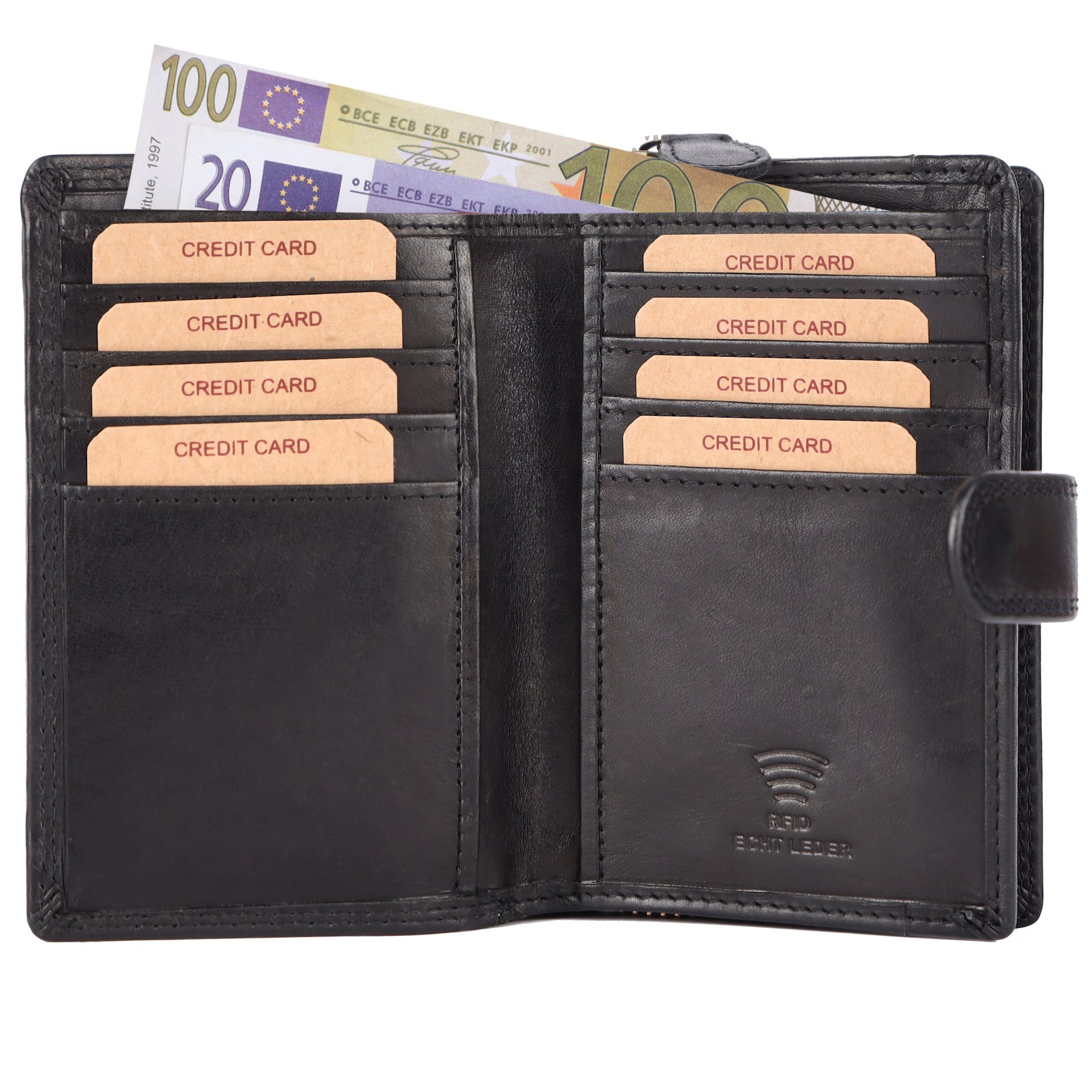 Benthill Geldbörse Damen Echt Leder RFID Portemonnaie Vintage Mittelgroß Po günstig online kaufen