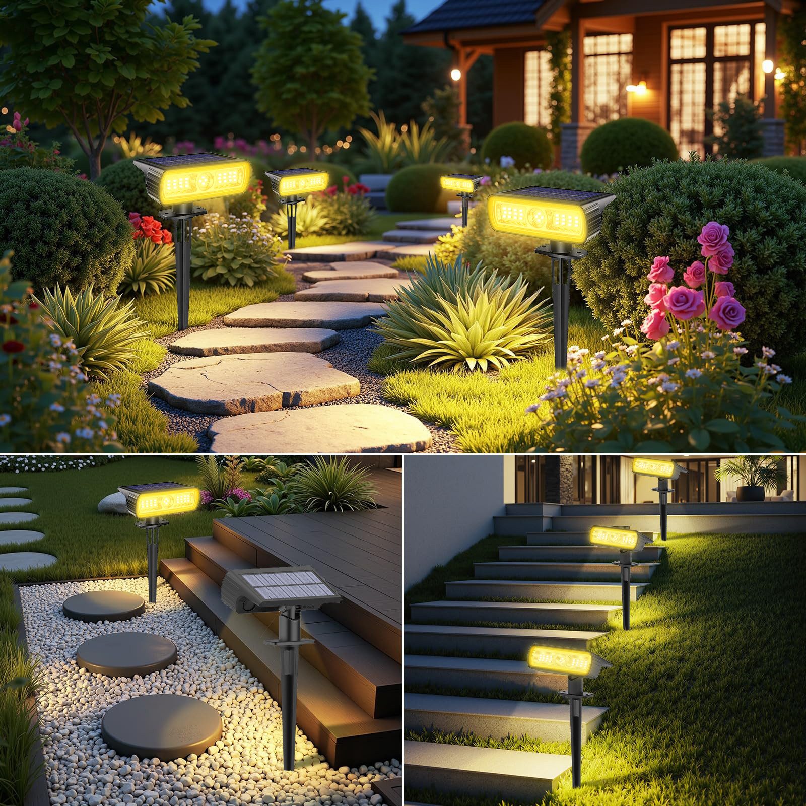 MUPOO LED Gartenstrahler Außen Solarstrahler 4er-Pack, 2 Modi Solarleuchte günstig online kaufen