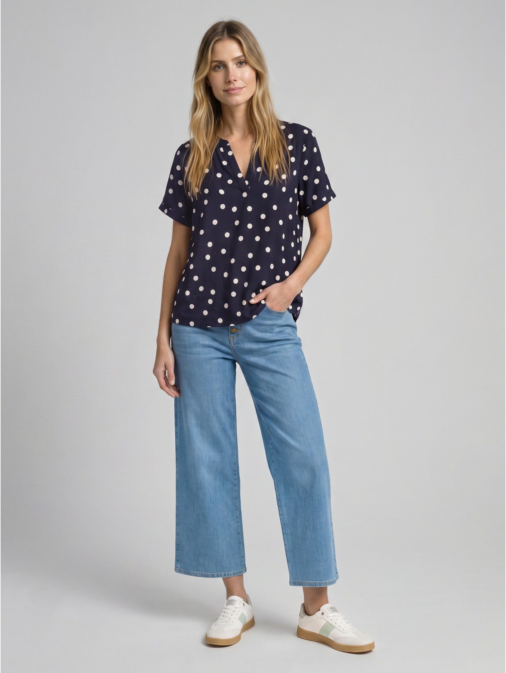 TOM TAILOR Kurzarmbluse Blusen & Shirts Loose Fit Bluse mit V-Ausschnitt – Bild 5 von 5