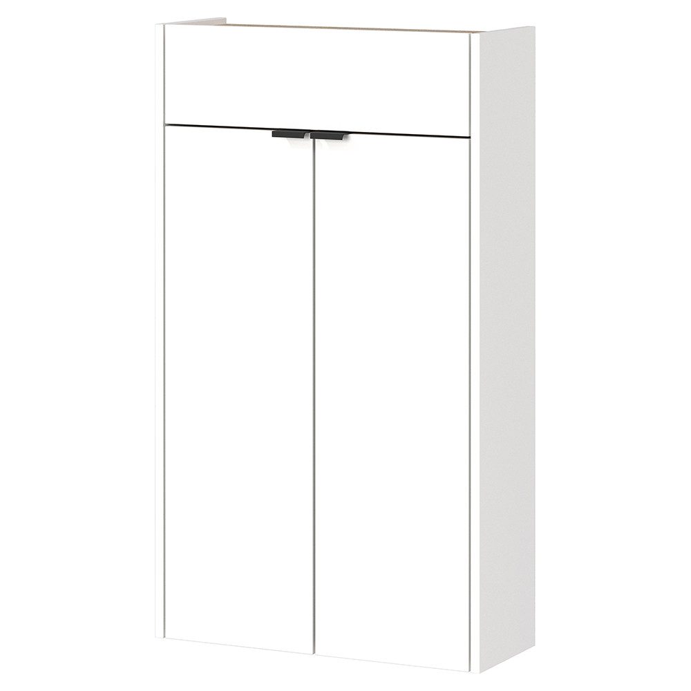Lomadox Schuhschrank ABERDEEN-01 56 cm breit, in weiß mit Eiche, wandhängend, 1 Schublade, 2 Türen