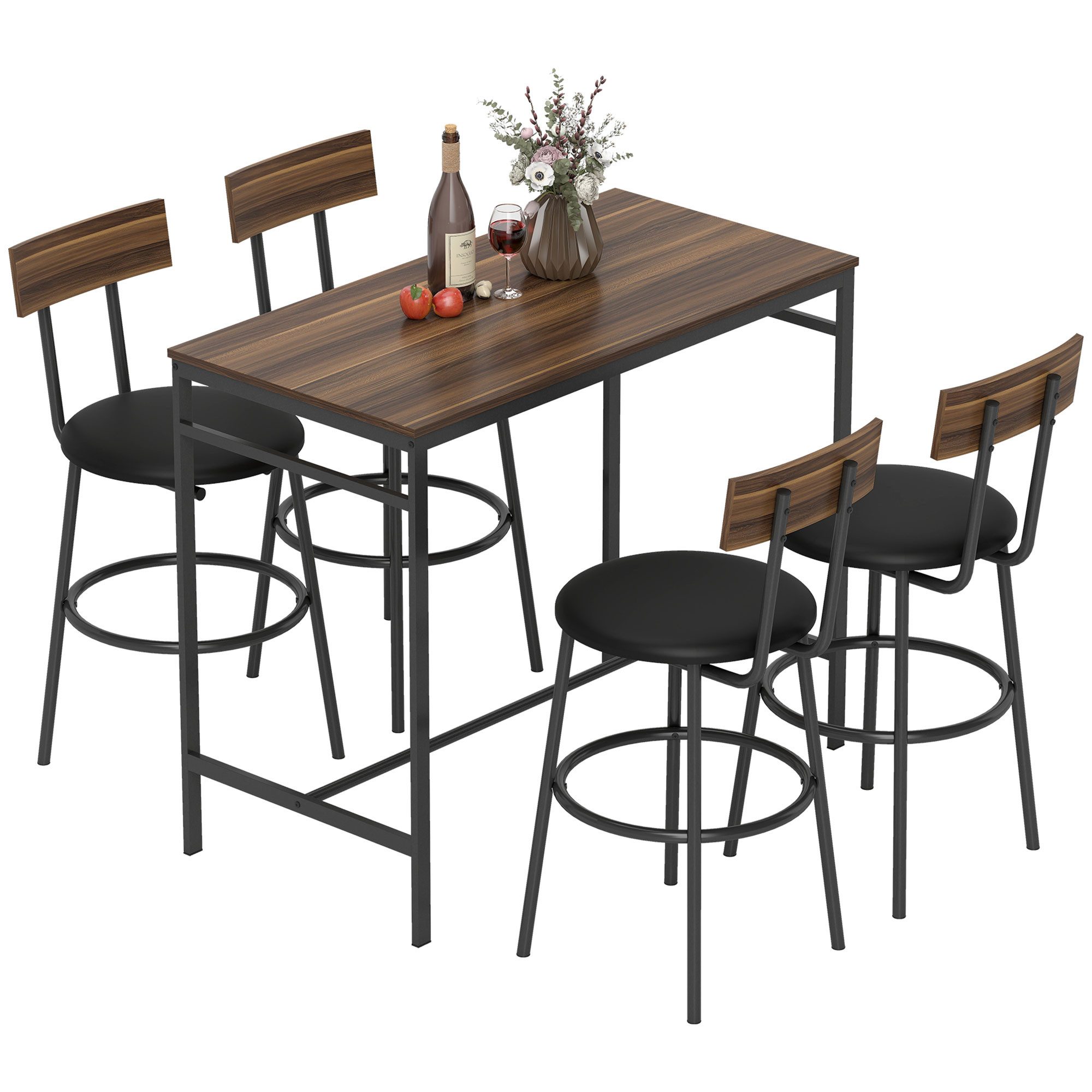 HOMCOM Bargruppe Esstisch mit 4 Stühlen günstig online kaufen