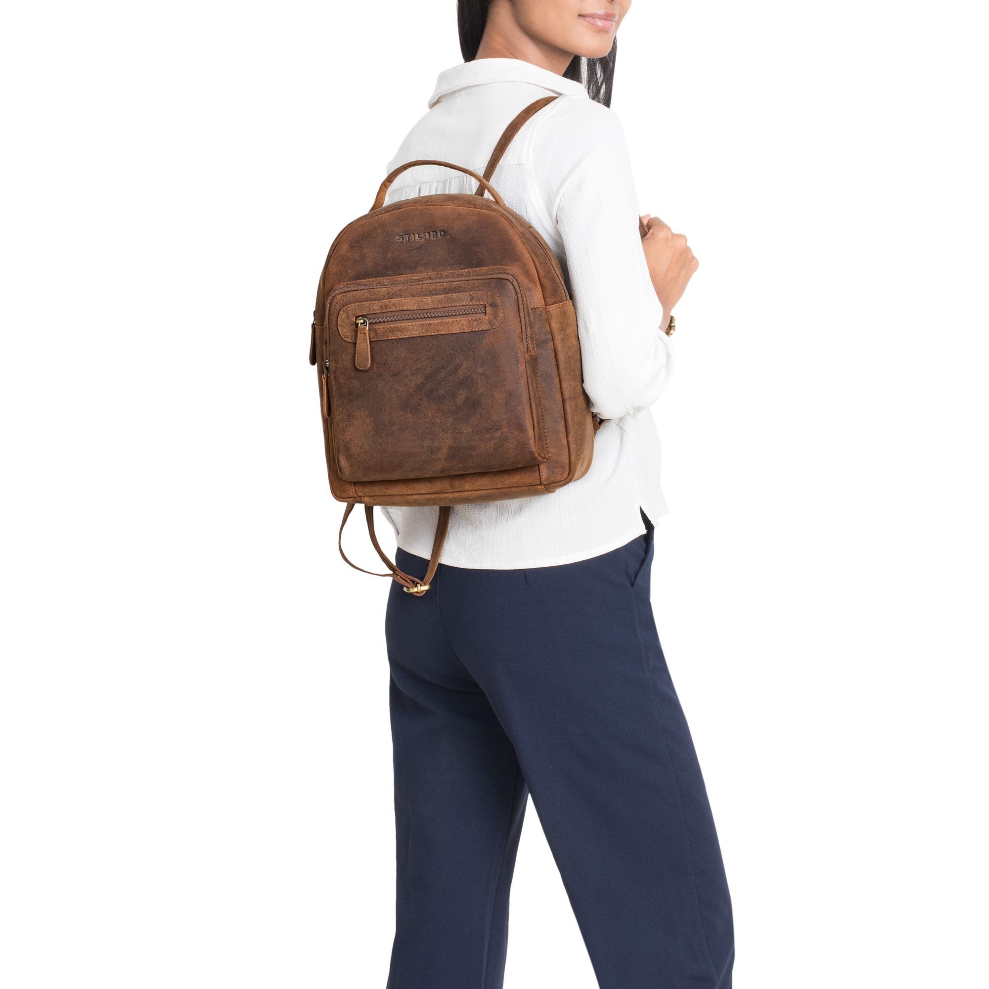 STILORD Cityrucksack "Kima" Kleiner Rucksack Damen Vintage Leder