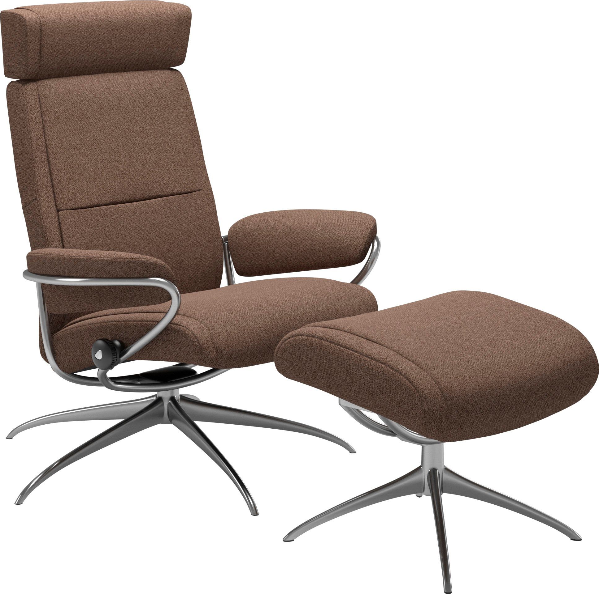 Stressless® Relaxsessel Paris (Set, Relaxsessel mit Hocker), mit Hocker, Low Back mit Kopfstütze, mit Star Base, Gestell Chrom