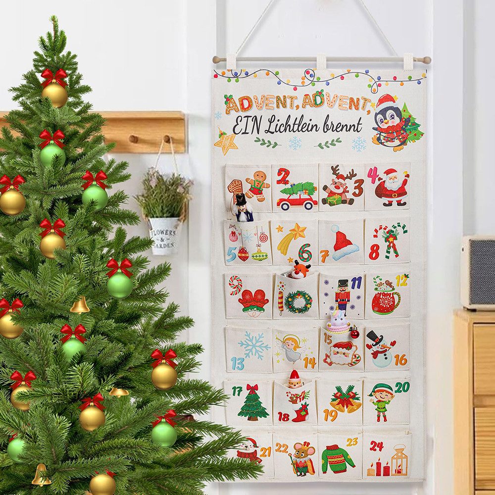 CLTYQ befüllbarer Adventskalender 24-Türiger Adventskalender zum Befüllen aus Stoff 2025, Adventi Adventskalender zum Befüllen mit Individuellen Designs – Bild 3 von 5