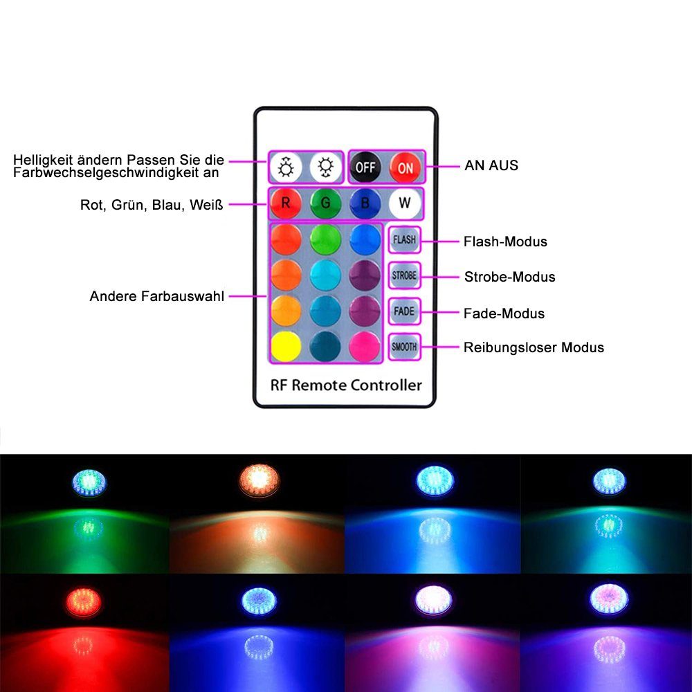 LED-Rasenleuchte, RGB,Wasserdichte,mit Outdoor Rasen, Rosnek RGB, Fernbedienung,für Gartenlicht LED, Erdspieß Gartenstrahler LED