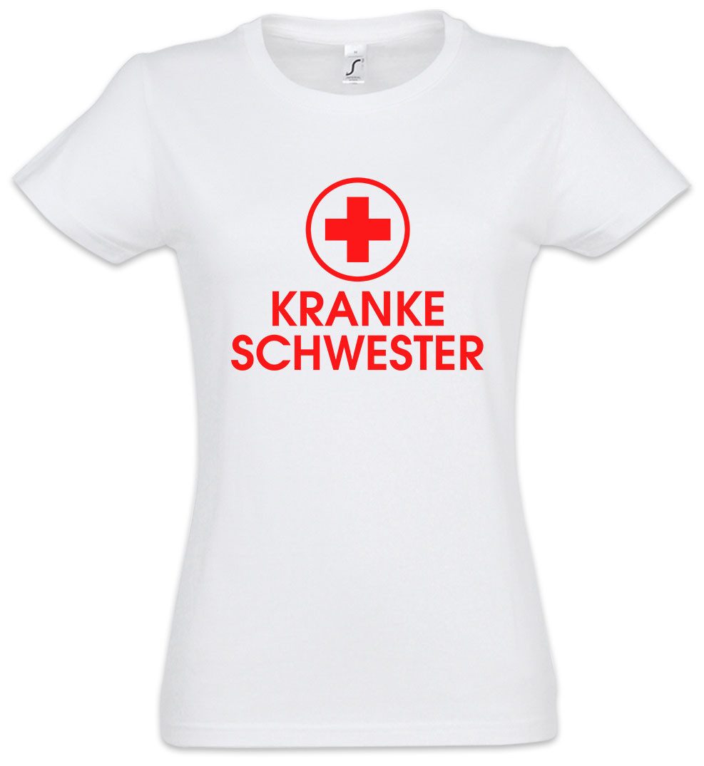 Urban Backwoods Print-Shirt Kranke Schwester Damen T-Shirt Krankenschwester Kostüm Fasching (1-tlg) Karneval Verkleidung Fastnacht Fassenacht Krankenhaus