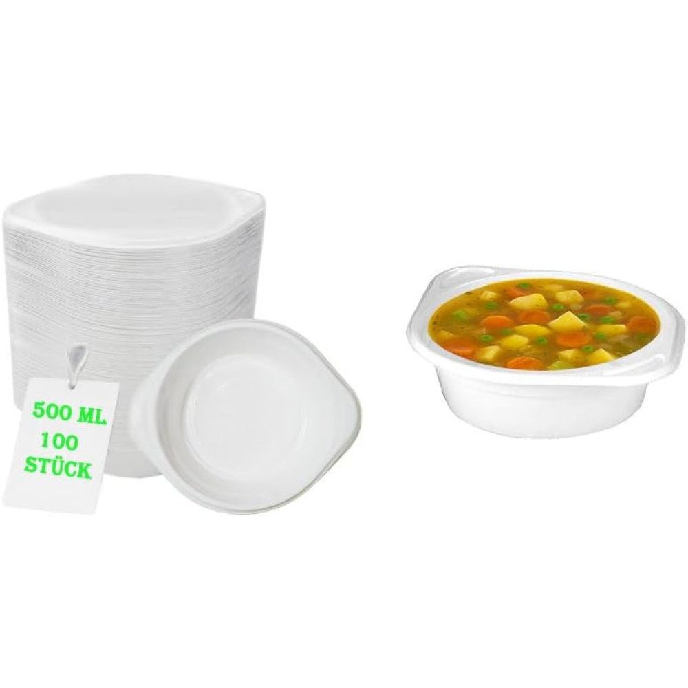 Lauroo Einwegschale Lauroo Suppenterrinen, Suppenschalen, - 500 ml weiß - 100 Stück, (100-tlg)