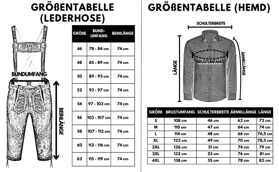 ALL THE GOOD Trachtenlederhose ALL THE GOOD Herren Trachten Set Oktoberfest Bayerische Lederhose B2 (Trachten-Set, 4er Set, Hose + Hemd + Schuhe + Socken)