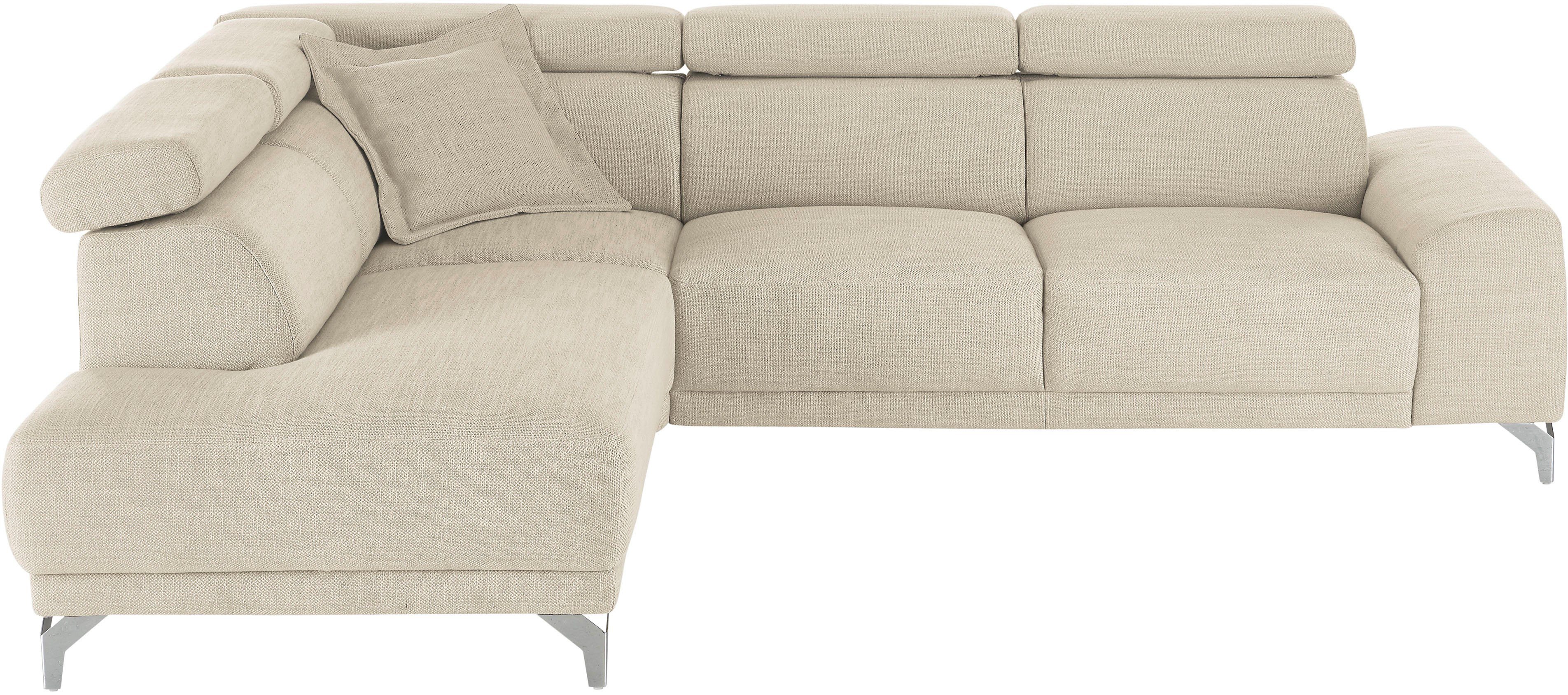 3C Candy Ecksofa Greve Sofa immer mit manuelle Kopfteilverstellungen, modern, elegant, wahlweise motorischer Sitzvorzug, bequem und zeitlos, L-Form