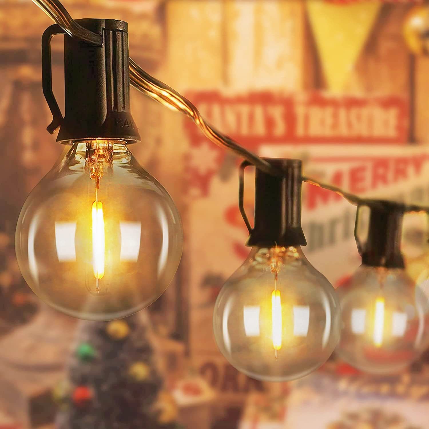 ZMH LED-Lichterkette »Innen Außen Glühbirnen Lichterkette 7.6m/15m  Wasserdichte«, 27-flammig, IP44, Glas, Breite 30cm, für Party Weihnachten