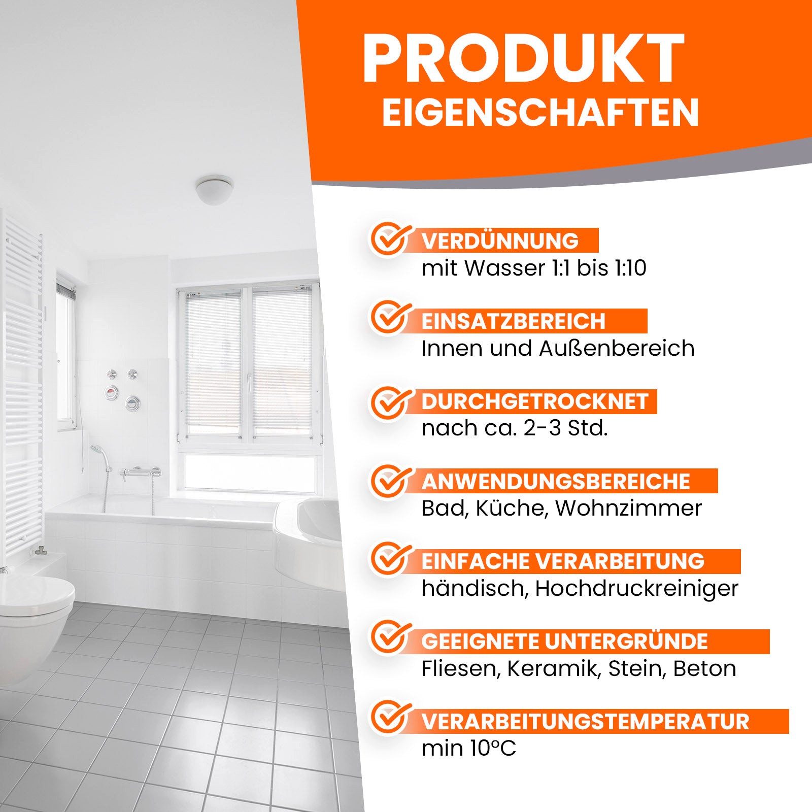 BEKATEQ BE-714 Fliesenreiniger Steinreiniger Badreiniger (Set, [- Fliesenreiniger Konzentrat + Scheuerbürste + Mikrofasertuch Fliesenlack Wand Boden Lack für Badewanne Duschwanne Waschbecken)