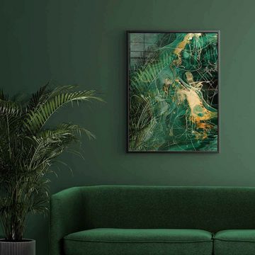 DOTCOMCANVAS® Acrylglasbild Green Energy - Acrylglas, Acrylglasbild Abstrakte Kunst moderne Kunst hochkant gold grün
