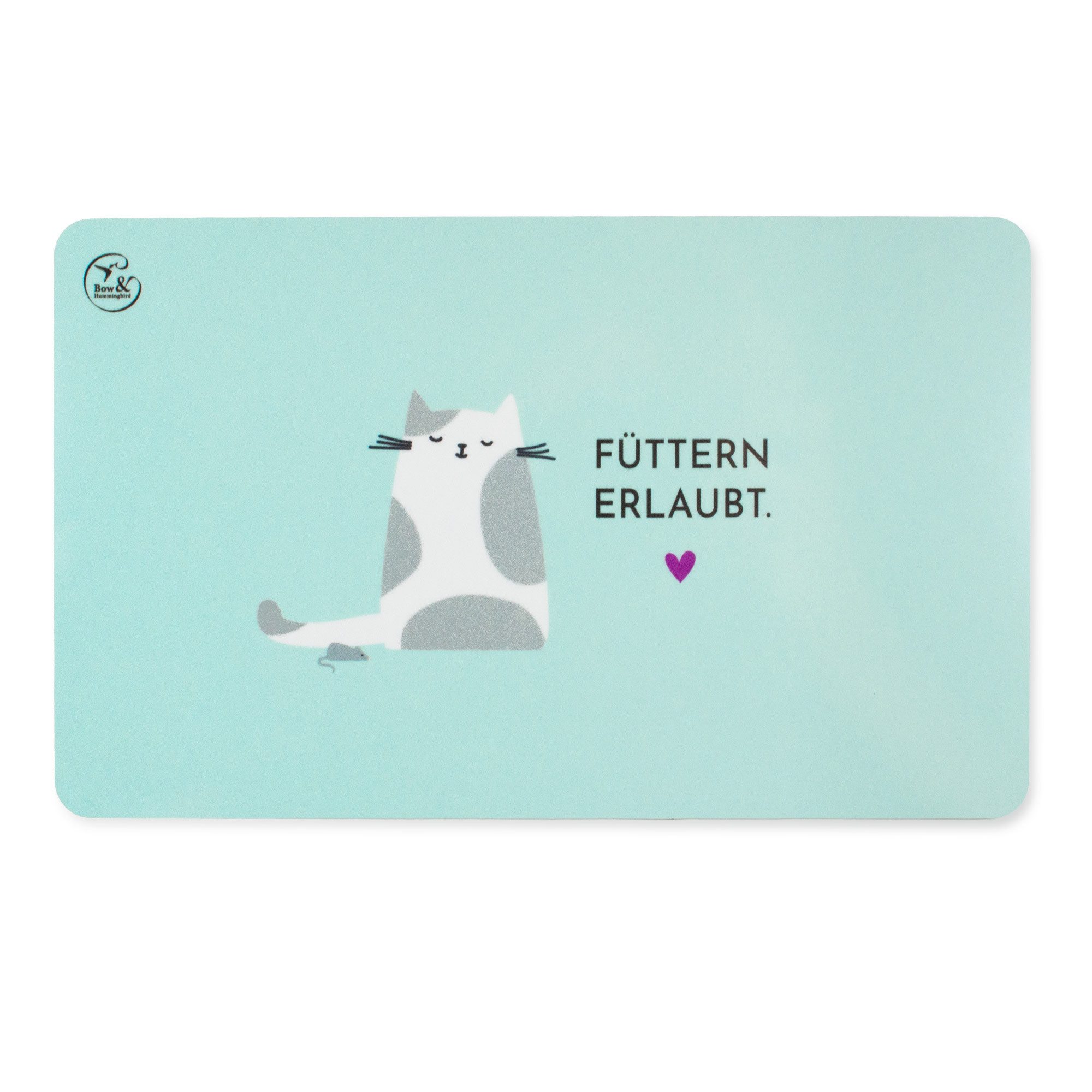 Bow & Hummingbird Frühstücksbrett Frühstücksbrettchen Melamin Katze „Füttern erlaubt“, Melamin, (lustiges Brettchen 23,5 × 14,5 cm), Spülmaschinengeeignet