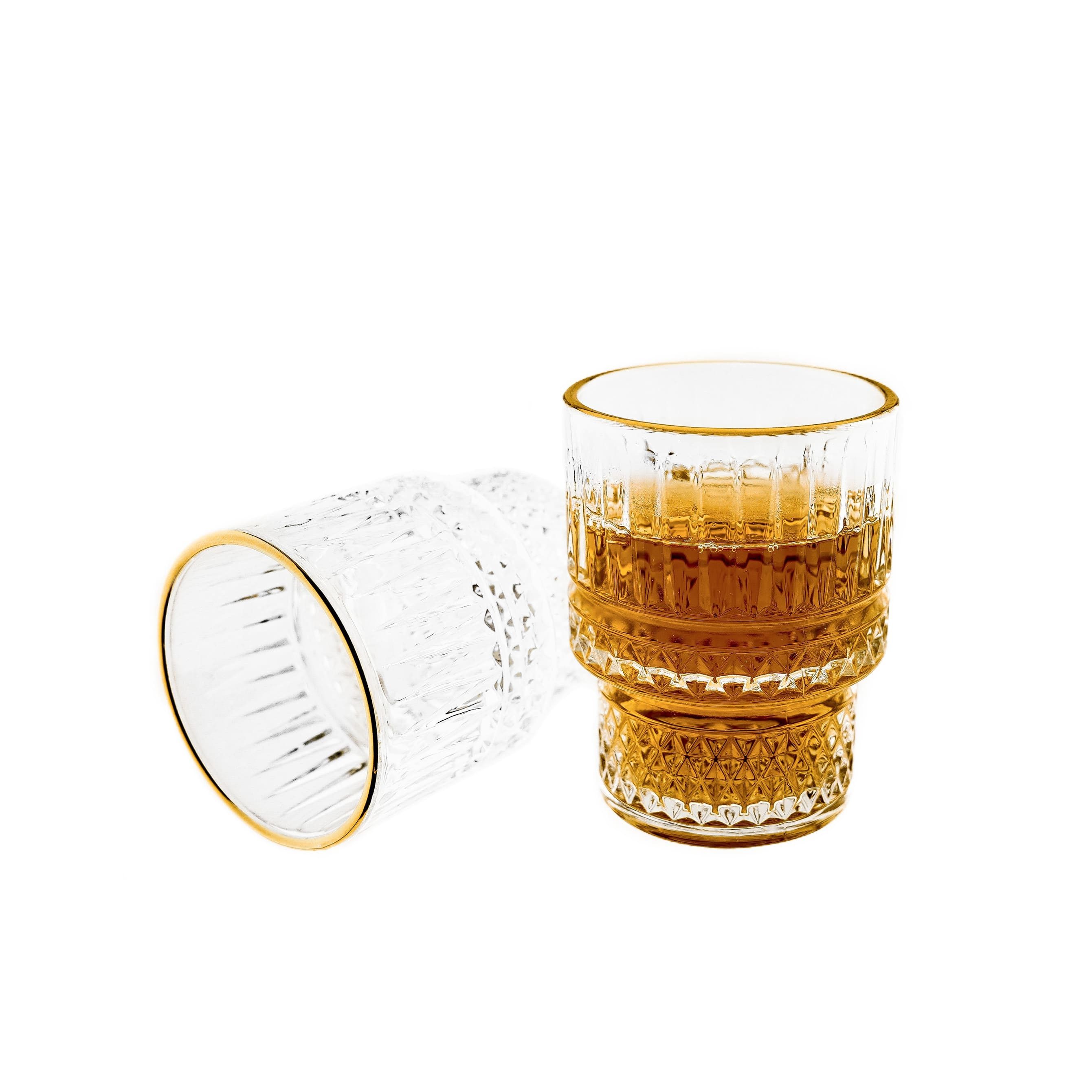Gläser-Set 6-teilig mit Goldumrandung & Rifflemuster 175ml transparent
