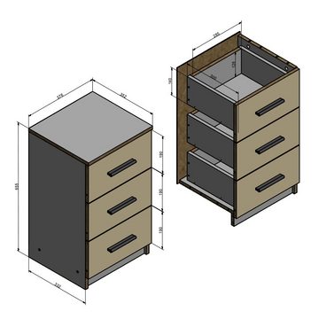 Vicco Nachtschrank Nachtkommode Boxspringbett Nachttisch Kommode 2er Set schwarz