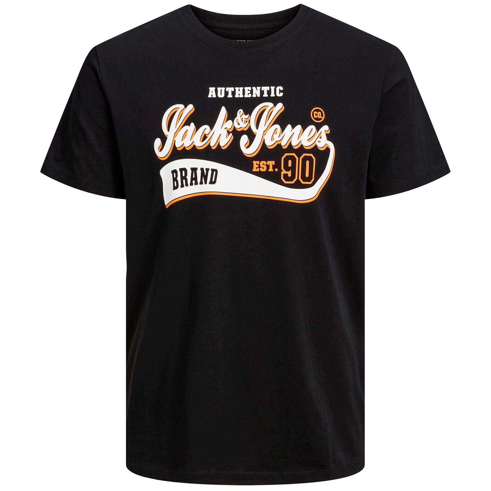JJELOGO Jack Jones & Herren Rundhalsshirt Jack&Jones Print T-Shirt Große Größen schwarz