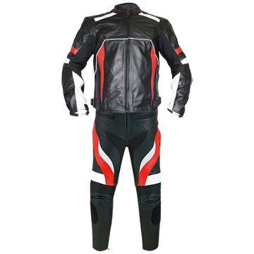 German Wear Motorradkombi GW408K-2tlg 2-teiler Motorradkombi Biker lederkombi Schwarz/Rot