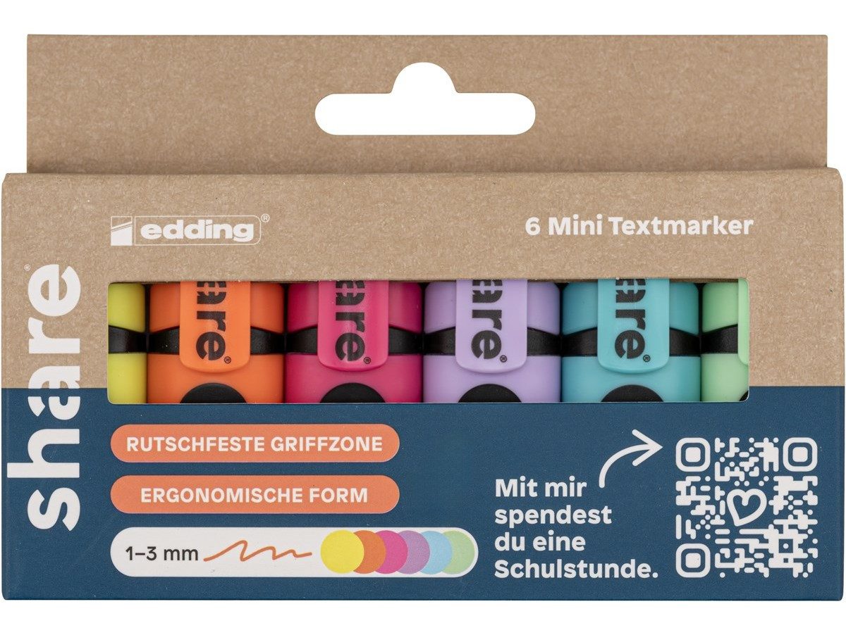 edding Faserstift Textmarker im praktischen Taschenformat 6er Set