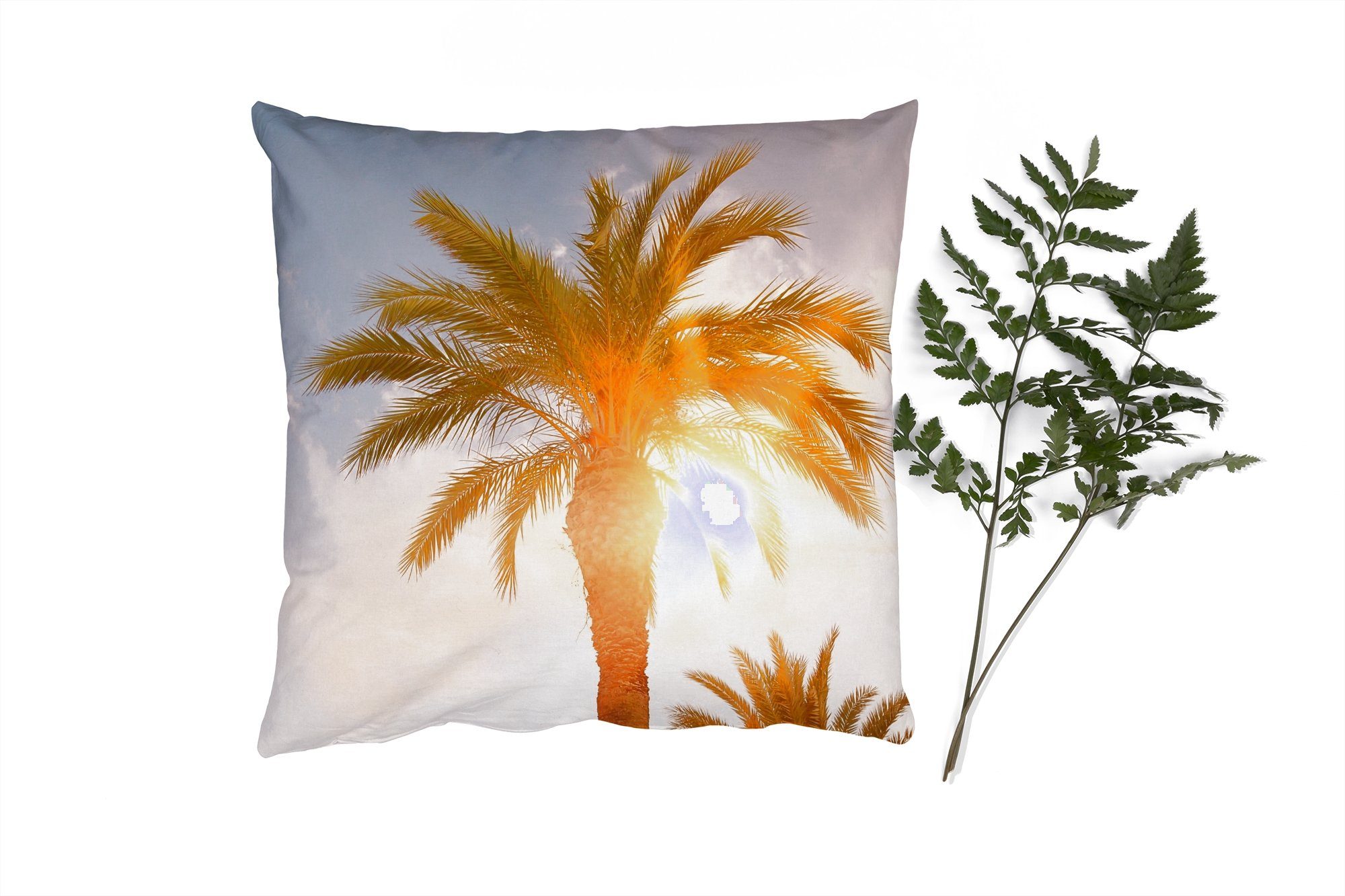 MuchoWow Dekokissen Palme - Sommer - Sonne - Tropisch, Zierkissen mit Füllung für Wohzimmer, Schlafzimmer, Deko, Sofakissen
