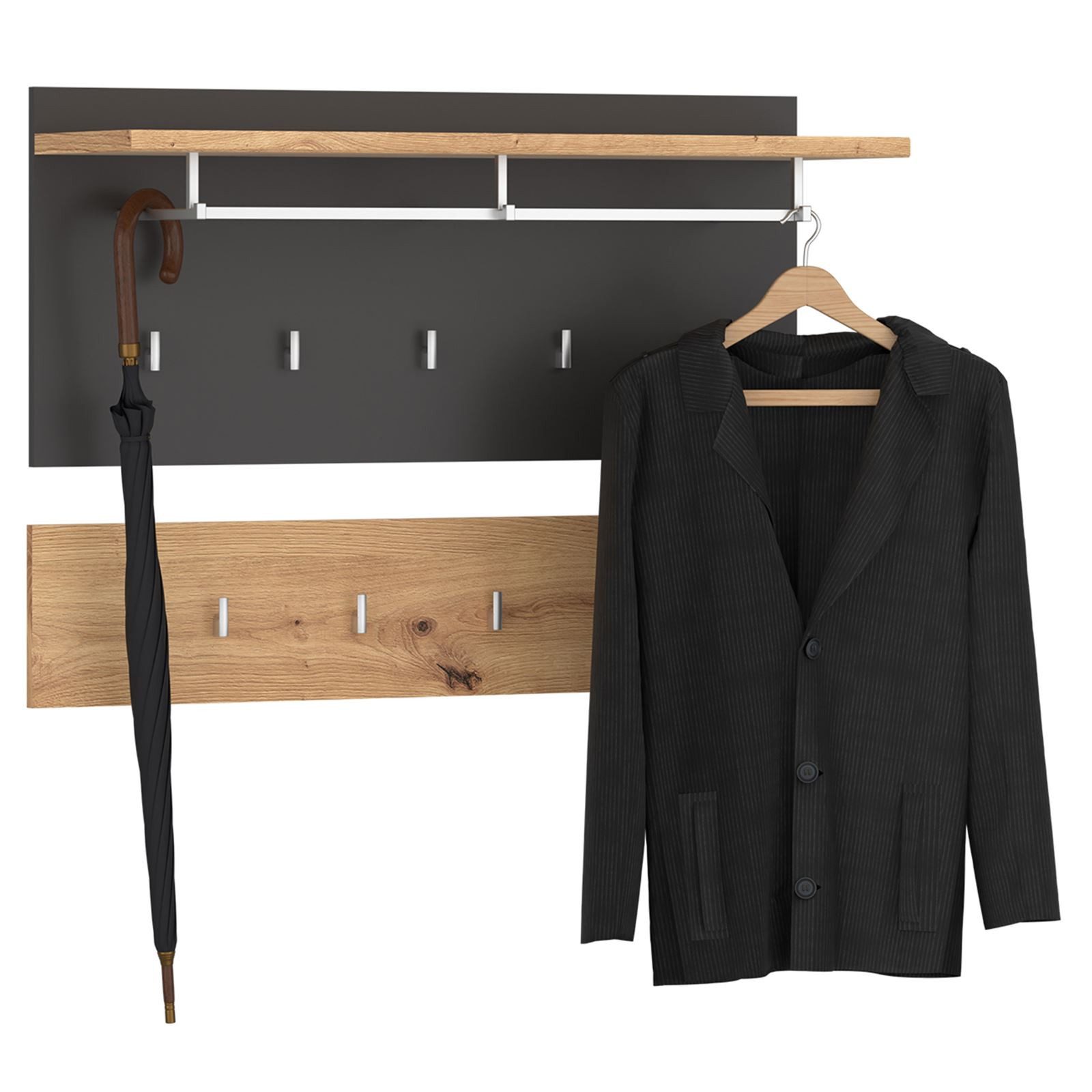 CARO-Möbel Wandgarderobe BILBAO, Wandgarderobe Garderobenpaneel Flurgardero günstig online kaufen