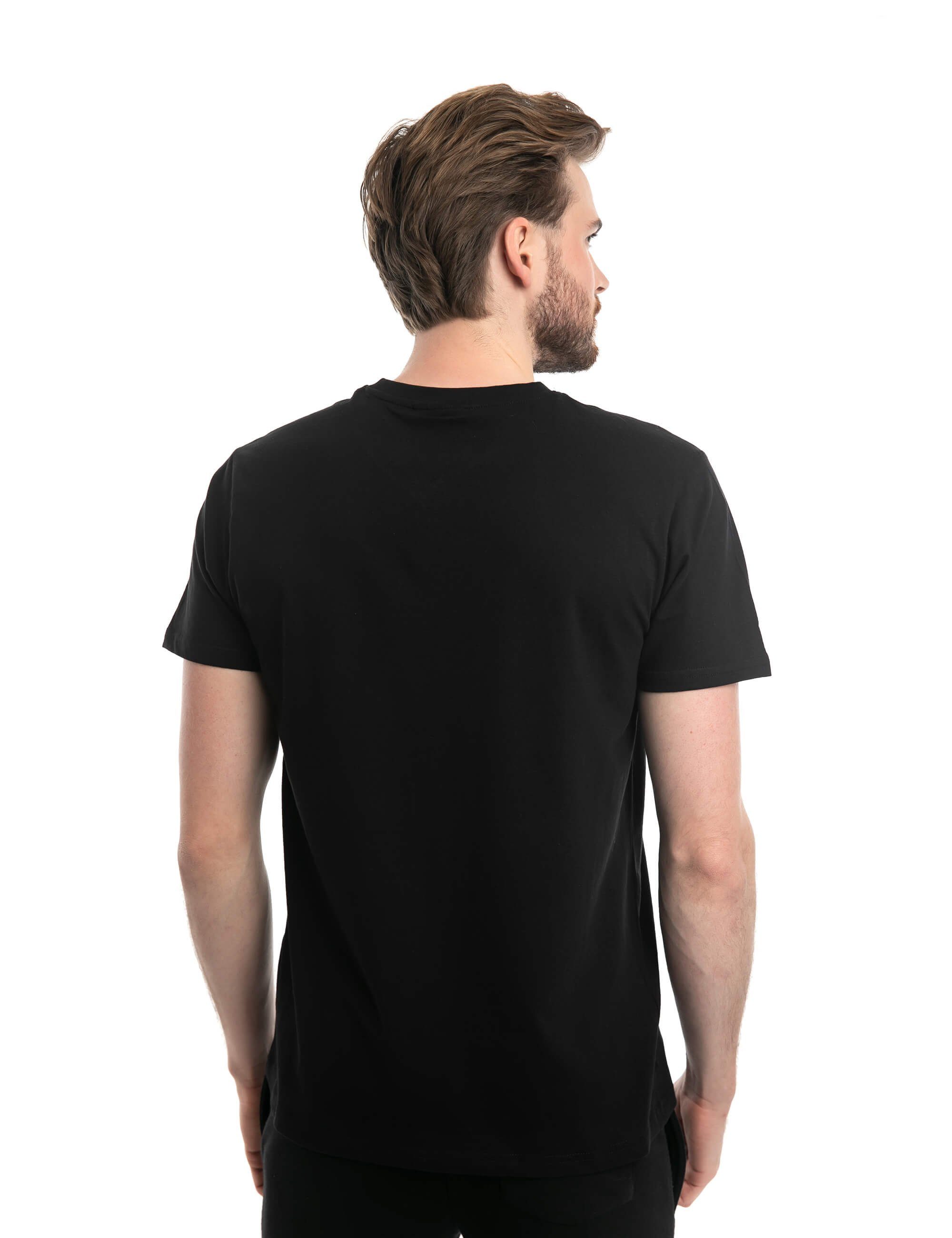 100% 2er-Pack) (Doppelpack, ROADSIGN schwarz australia mit V-Ausschnitt, (2-er T-Shirt Baumwolle 2-tlg., Pack) Basic