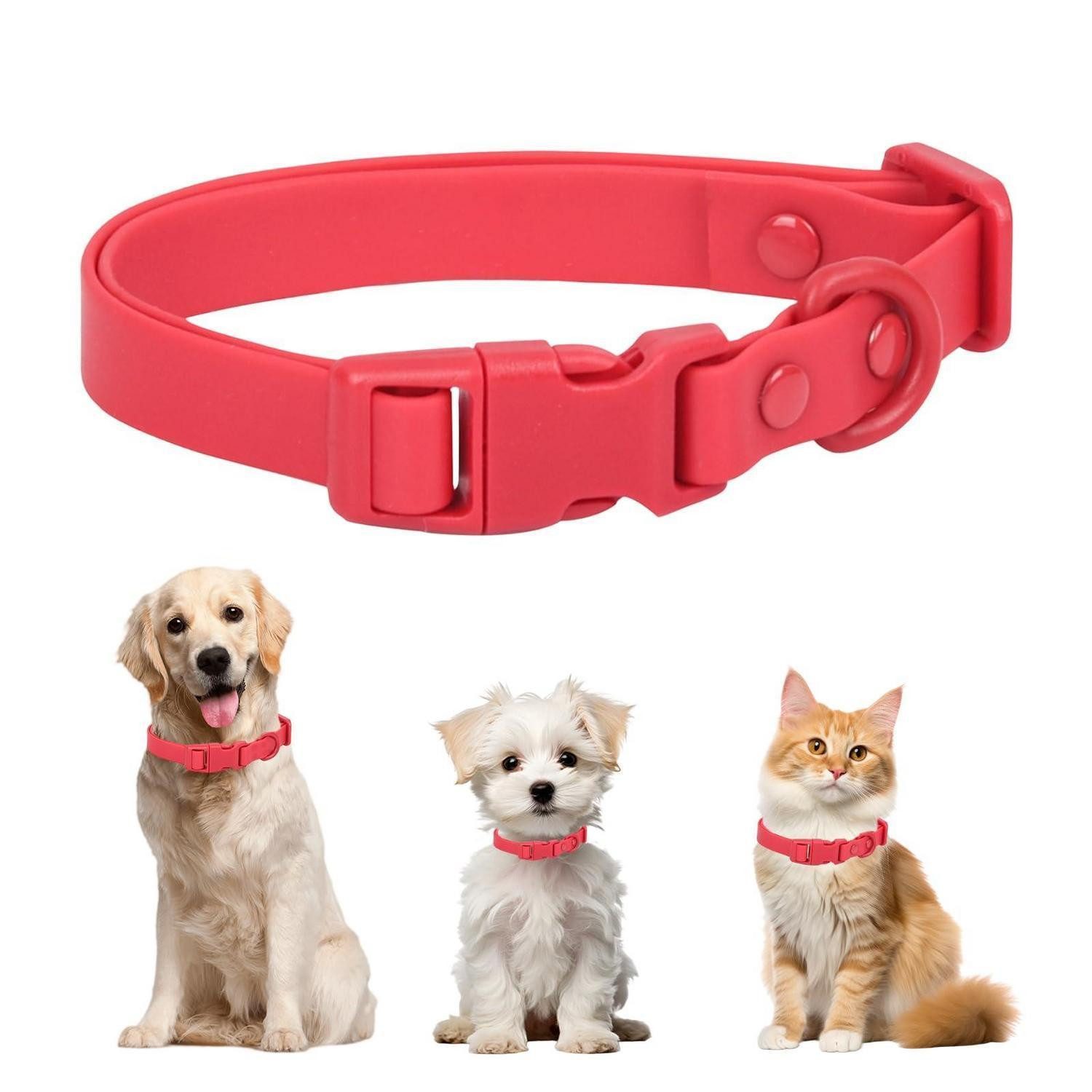 LuxusKollektion Hunde-Halsband Hundehalsband wasserdicht Rot L, Kunststoff