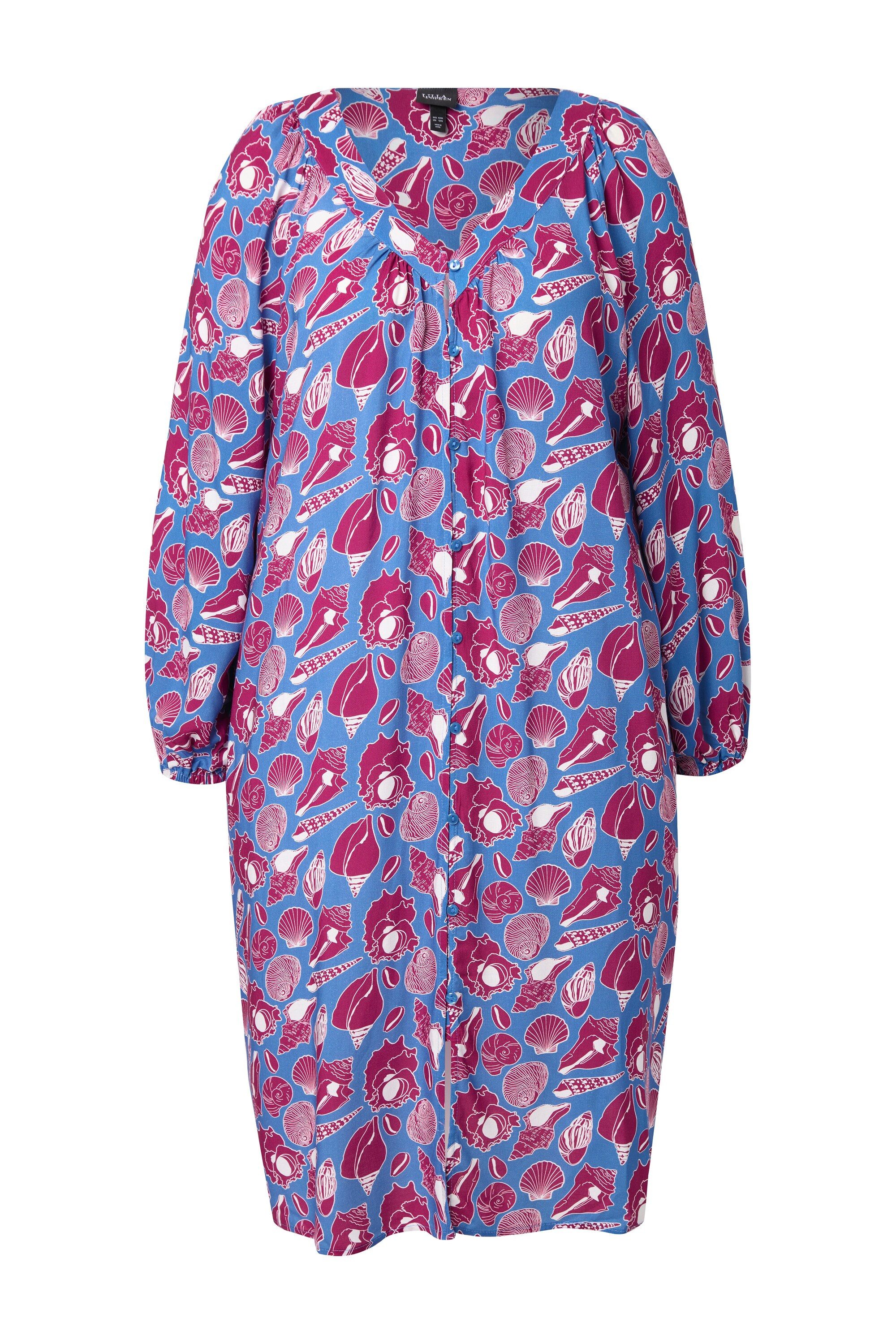 Ulla Popken Jerseykleid Midikleid Muscheln Oversized V-Ausschnitt Langarm günstig online kaufen