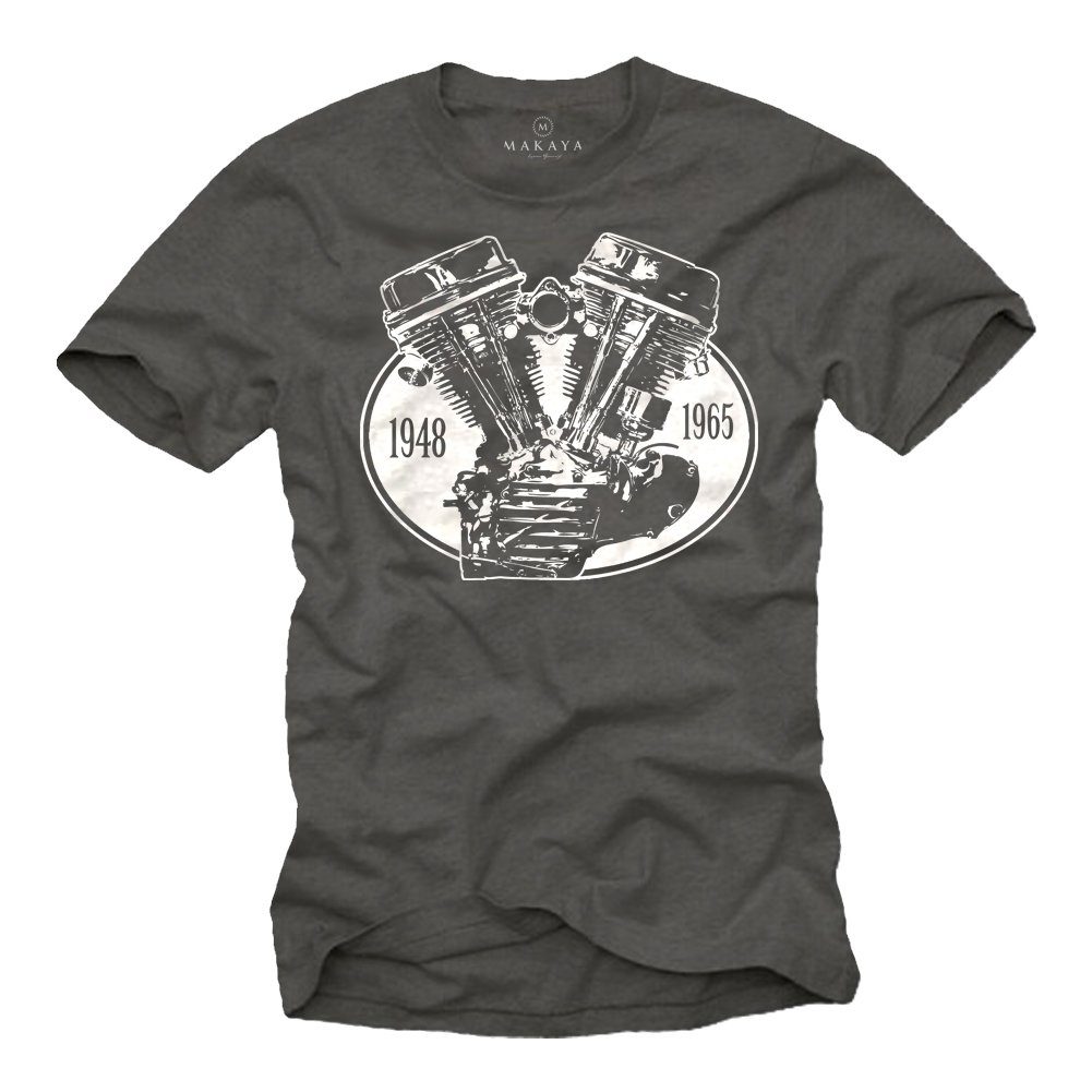 Print-Shirt Herren Motorrad T-Shirt Vintage Biker Motiv Geschenke für Männer