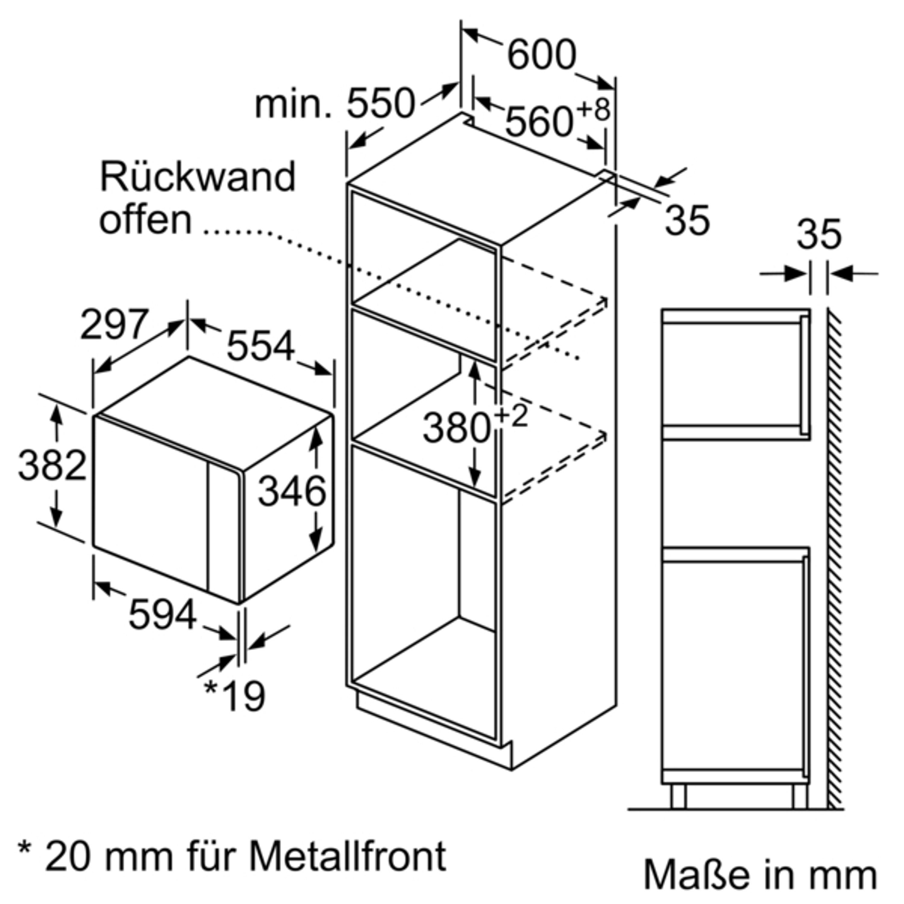 SIEMENS Mikrowelle BF525LMB1, Mikrowelle, 21 l, Wattleistung bis 800 Watt, einfacher Zugang