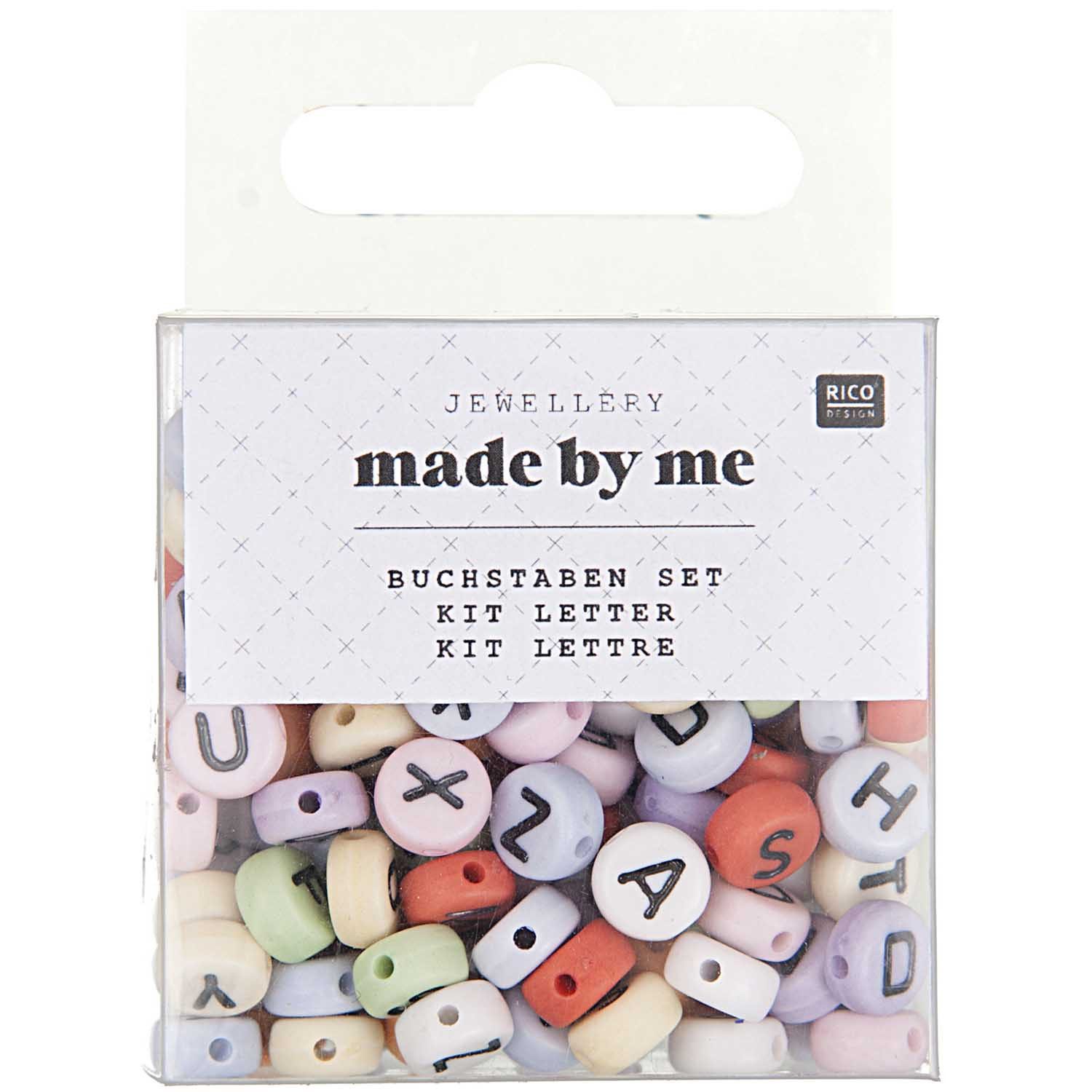 Rico Design Bastelperlen BUCHSTABEN-PERLE RUND PASTELL CA. 165 STÜCK