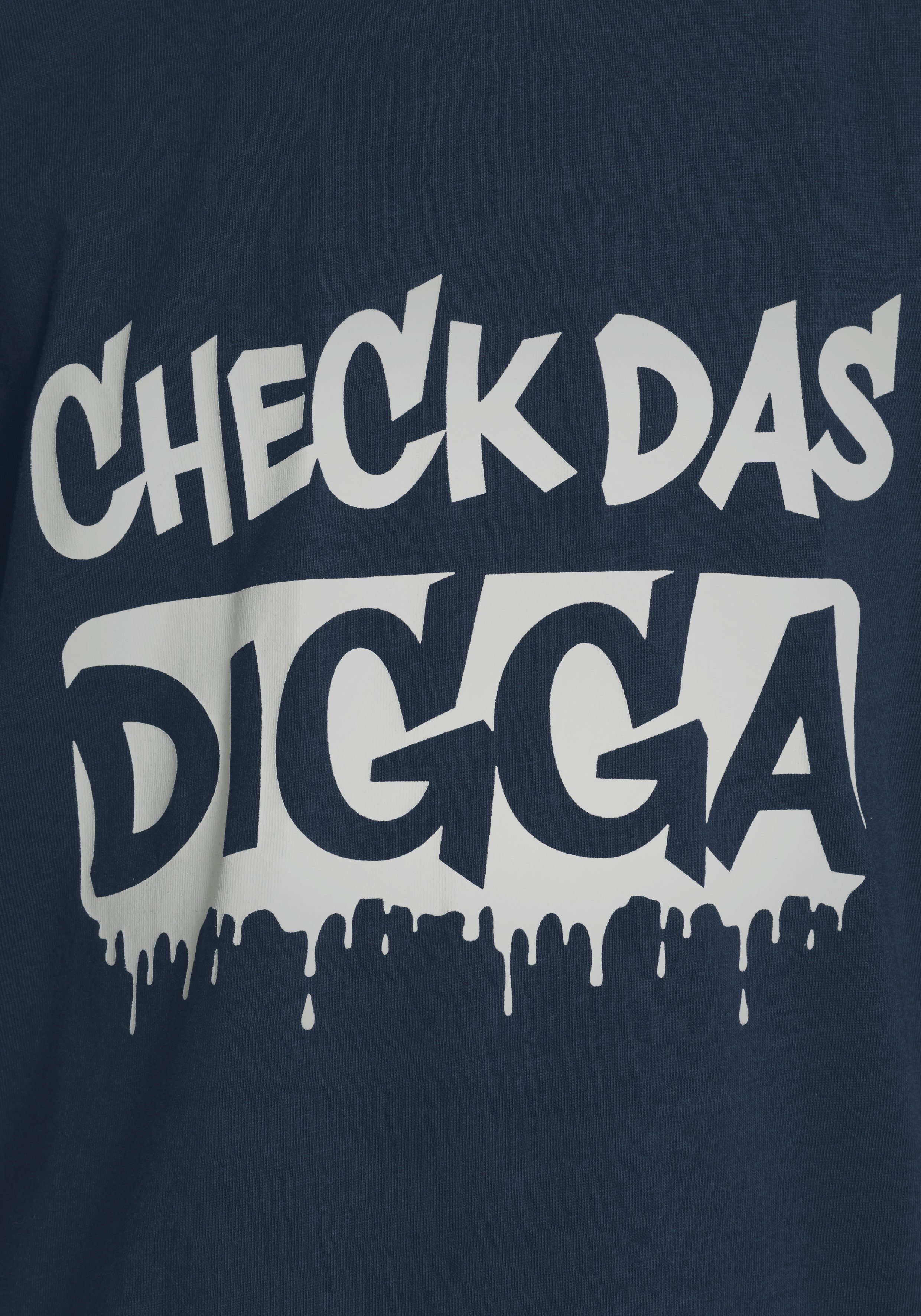 KIDSWORLD T-Shirt Sprücheshirt: CHECK DAS DIGGA Kurzarm, Basic-Passform, bedruckt, Rundhalsausschnitt