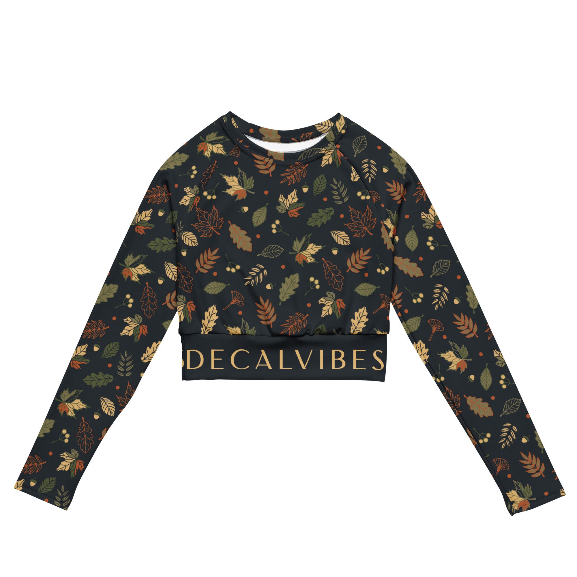DECALVIBES Crop-Top Crop Top mit langen Ärmeln Ultimate Autumn Leaves UPF 50+, lange Raglanärmel, Crop-Schnitt, recyceltes Material