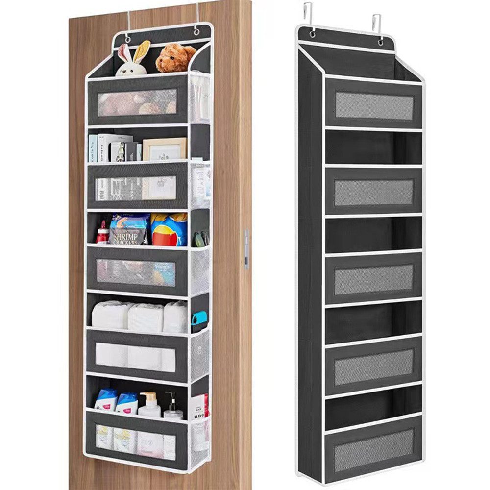 Bextsrack Hängeregal Hängeaufbewahrung Organizer mit 5 Netztaschen,Taschen Organizer, fur Schlafzimmer, Buro, mit 5 Fächern Klarem Fenstertür Aufbewahrung Türhänger 2 Metallhaken