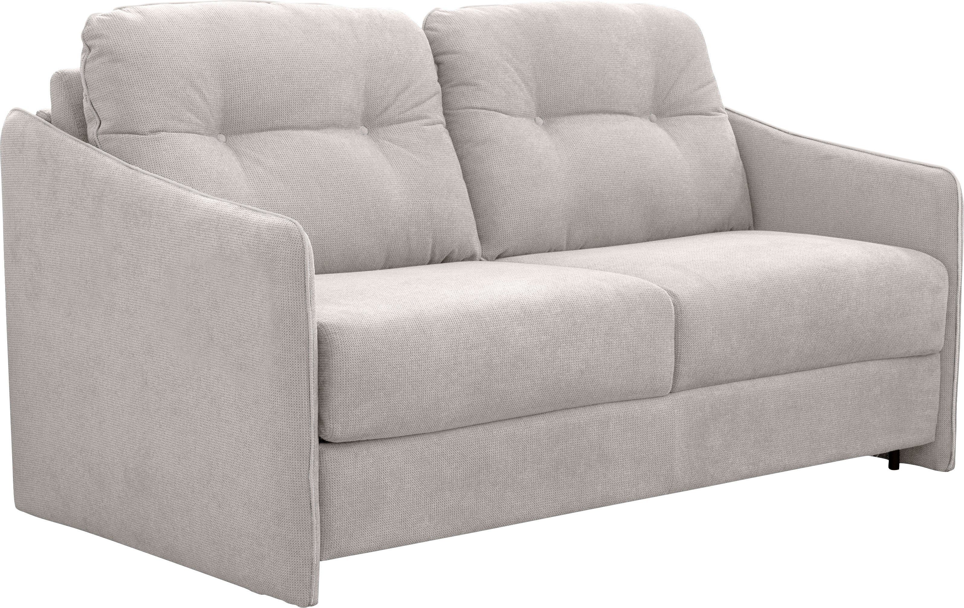 Nias Italia Schlafsofa Forli, inkl. Matratze klappbaren Liegefläche Metallgestell, silver cloud und cm 140/209