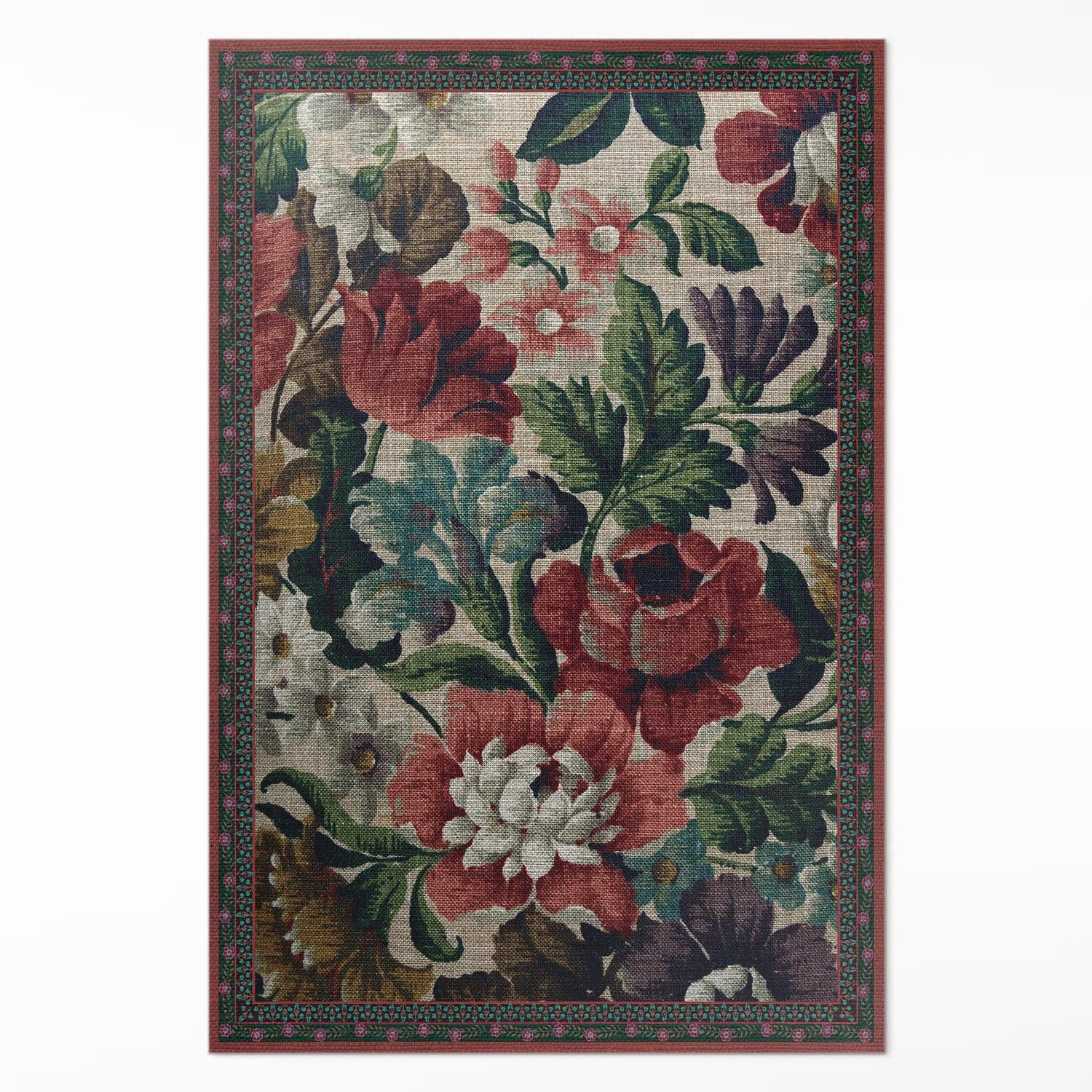 Tulup Vinylteppich Grün, Zarte Blumen voller Farben Teppich PVC, Vinyl Bodenmatte, Höhe: 90 mm