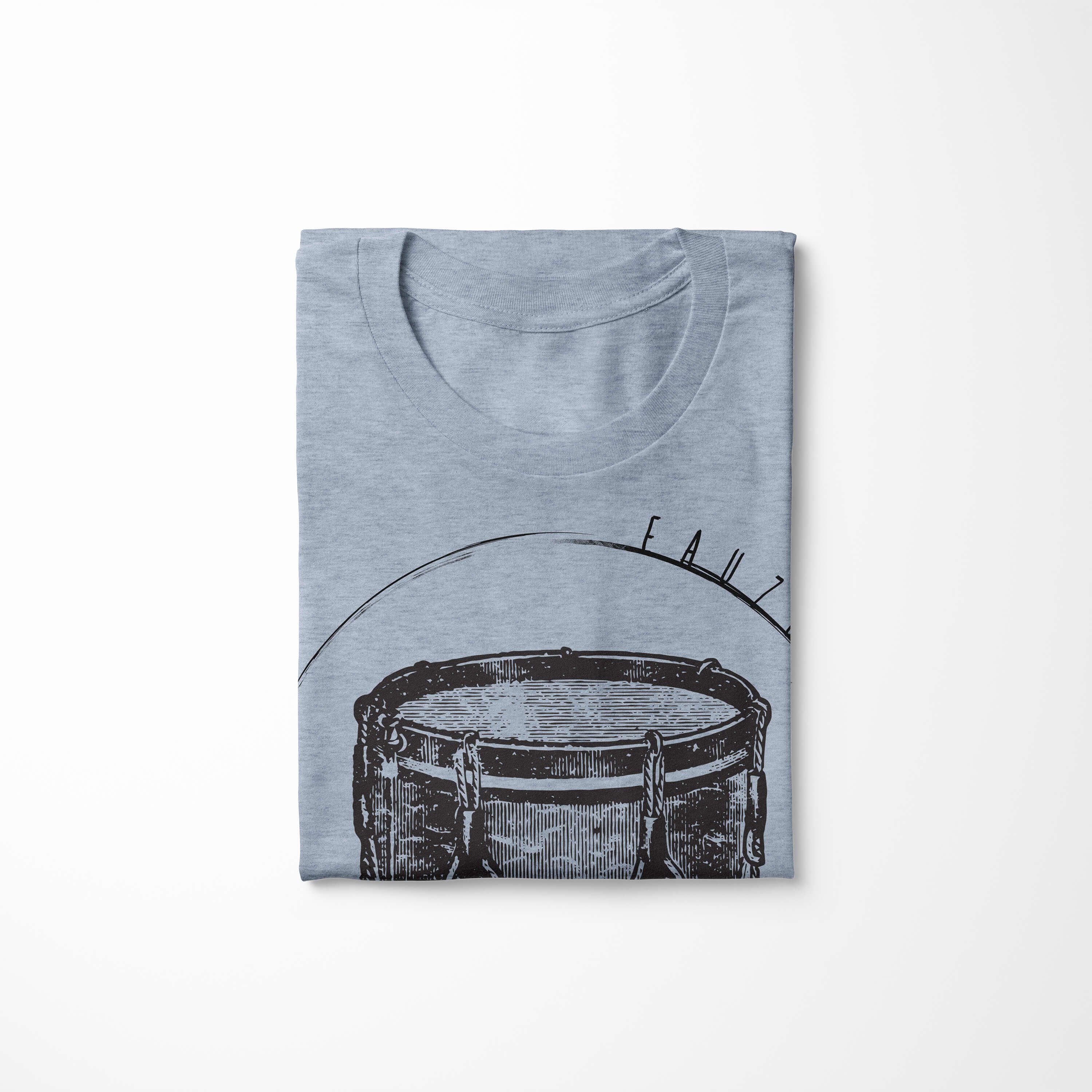 Stonewash Herren Denim T-Shirt Art Vintage T-Shirt Trommel Sinus