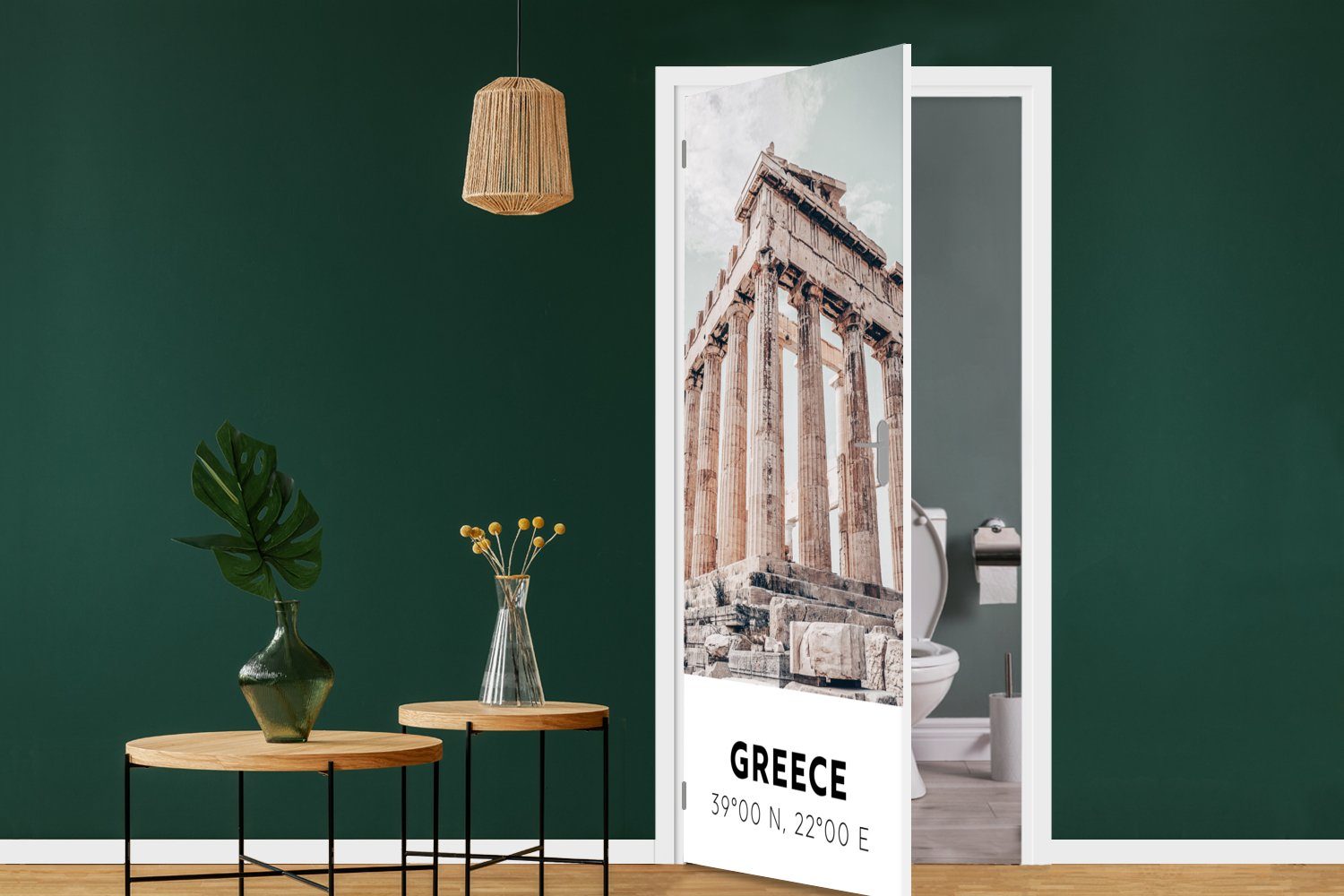 MuchoWow Türtapete Griechenland - Tempel Fototapete St), - bedruckt, Tür, für cm Matt, Athen, 75x205 Türaufkleber, (1