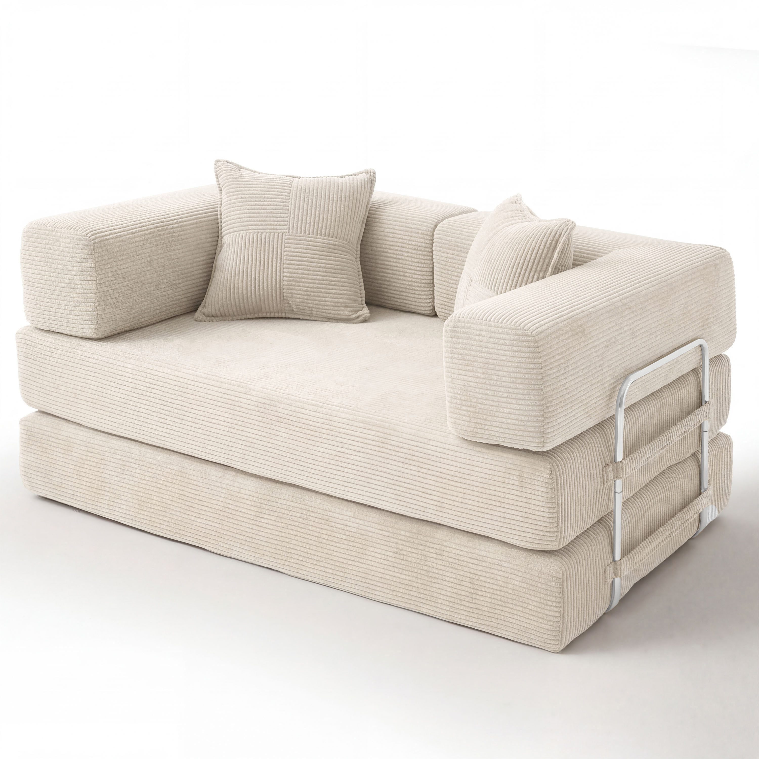 Vipbear Sofa 5-in-1 Wandelsofa aus Cord, Modulares Bodensofa, 1 Teile, montagefrei, Beige
