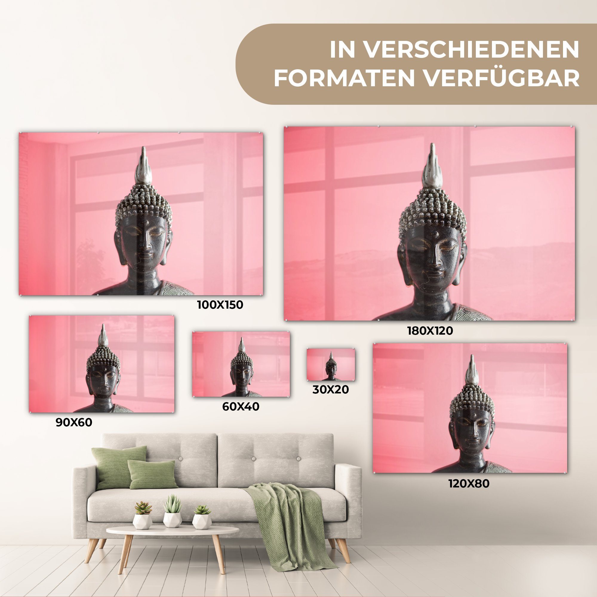 Schwarz, Gesicht St), - (1 - Acrylglasbild Buddha MuchoWow Schlafzimmer Acrylglasbilder Wohnzimmer &